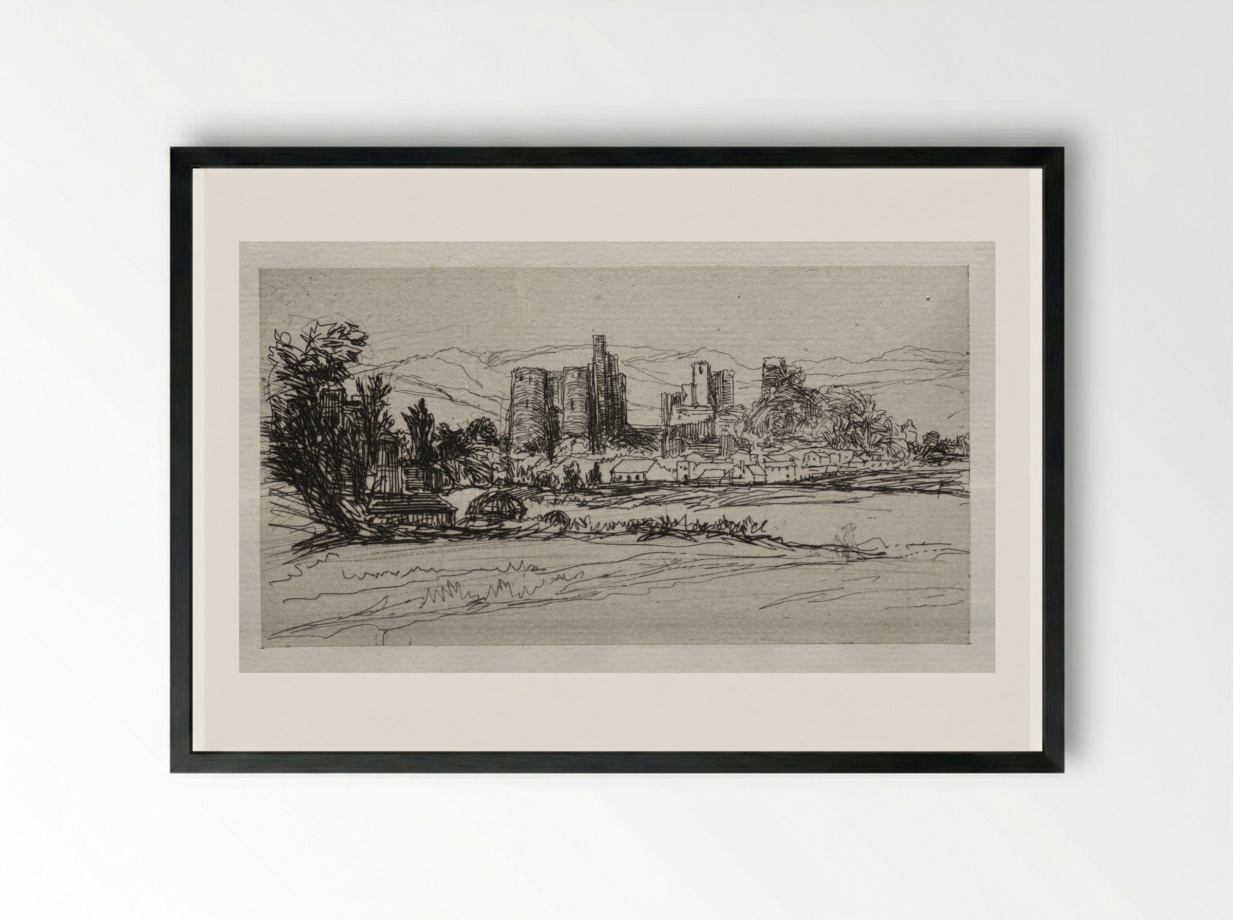Kidwelly Castle - Francis Seymour Haden - Framed Print Black