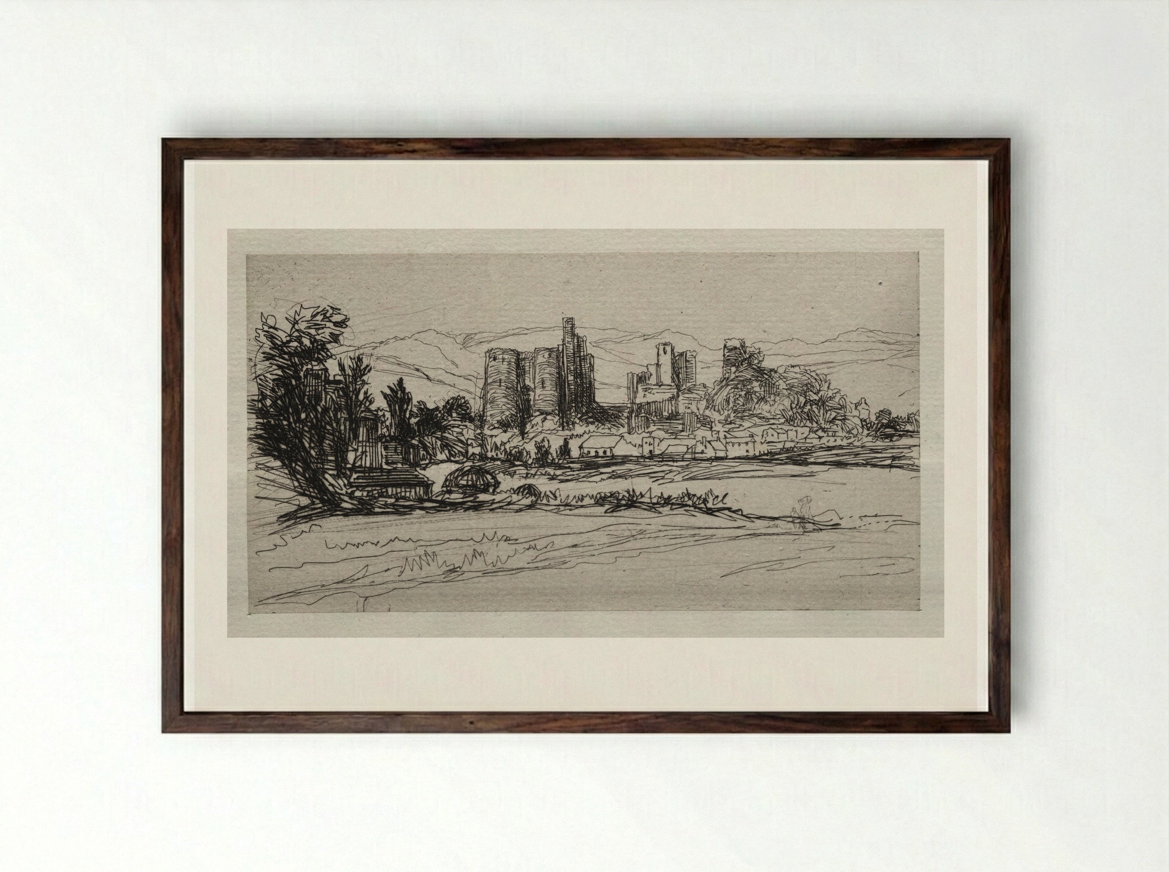 Kidwelly Castle - Francis Seymour Haden - Framed Print Dark Wood