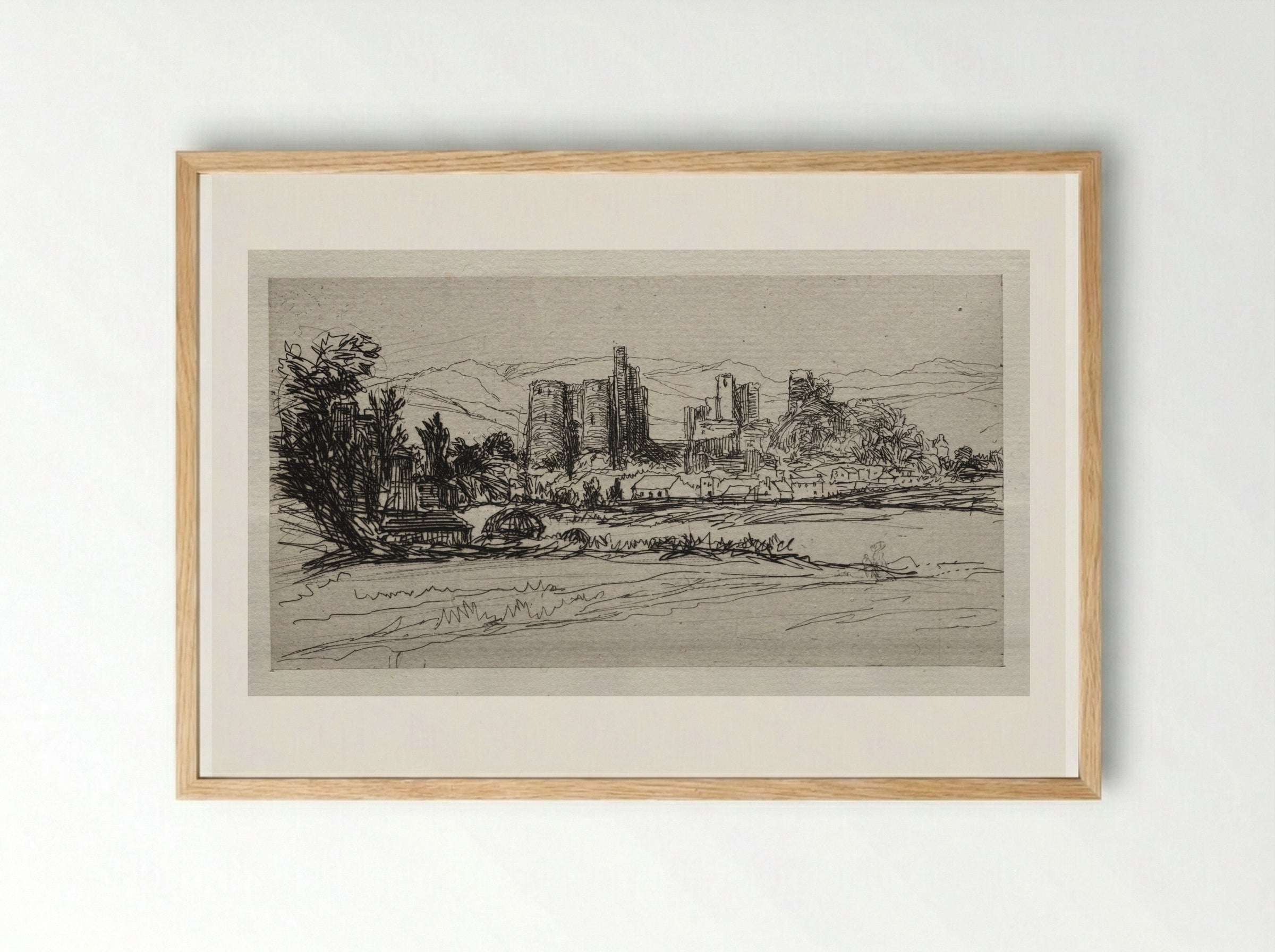 Kidwelly Castle - Francis Seymour Haden - Framed Print Wood