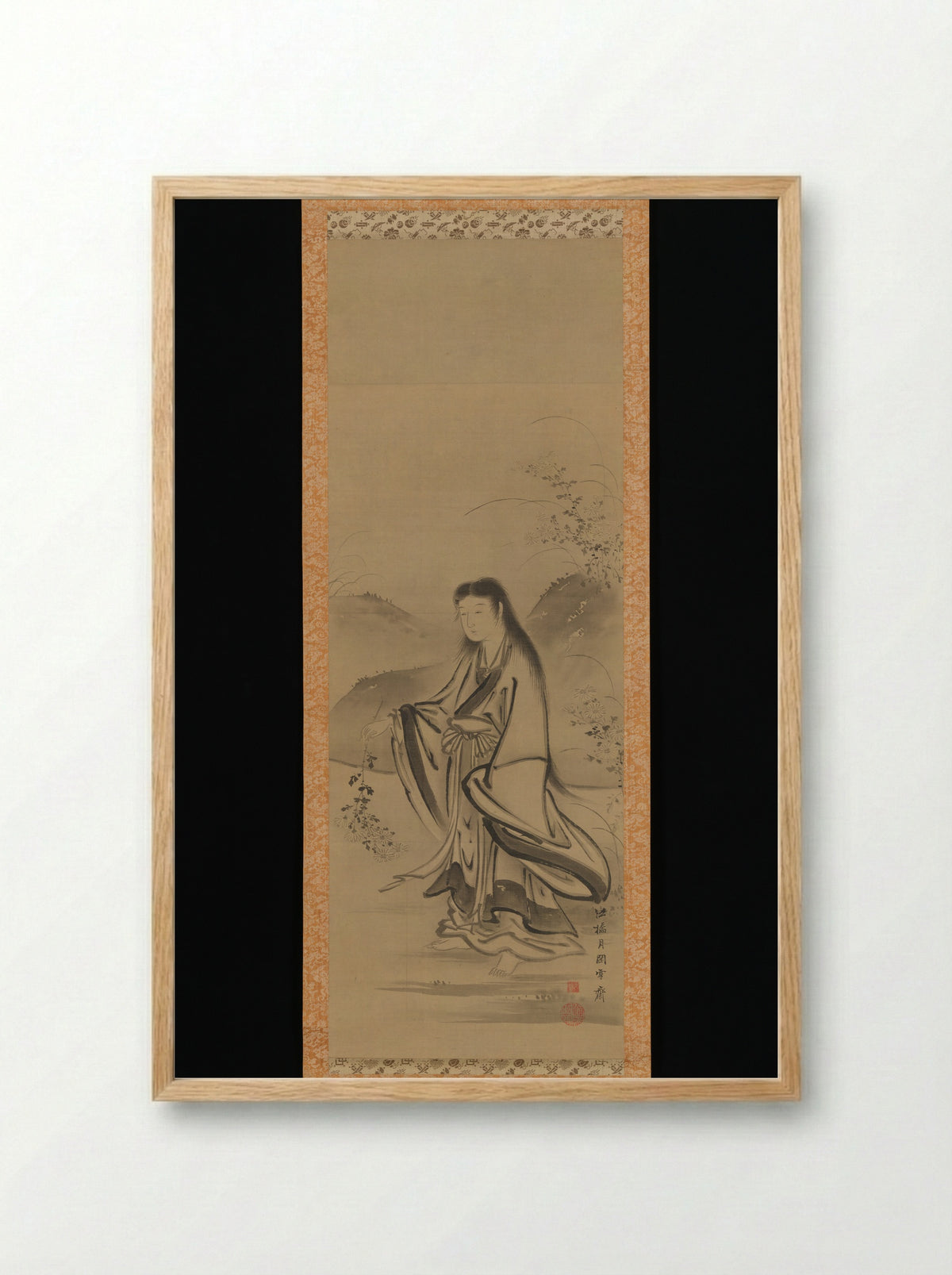 Kiku Jidō (Chrysanthemum Boy) - Tsukioka Sessai - Framed Print Wood