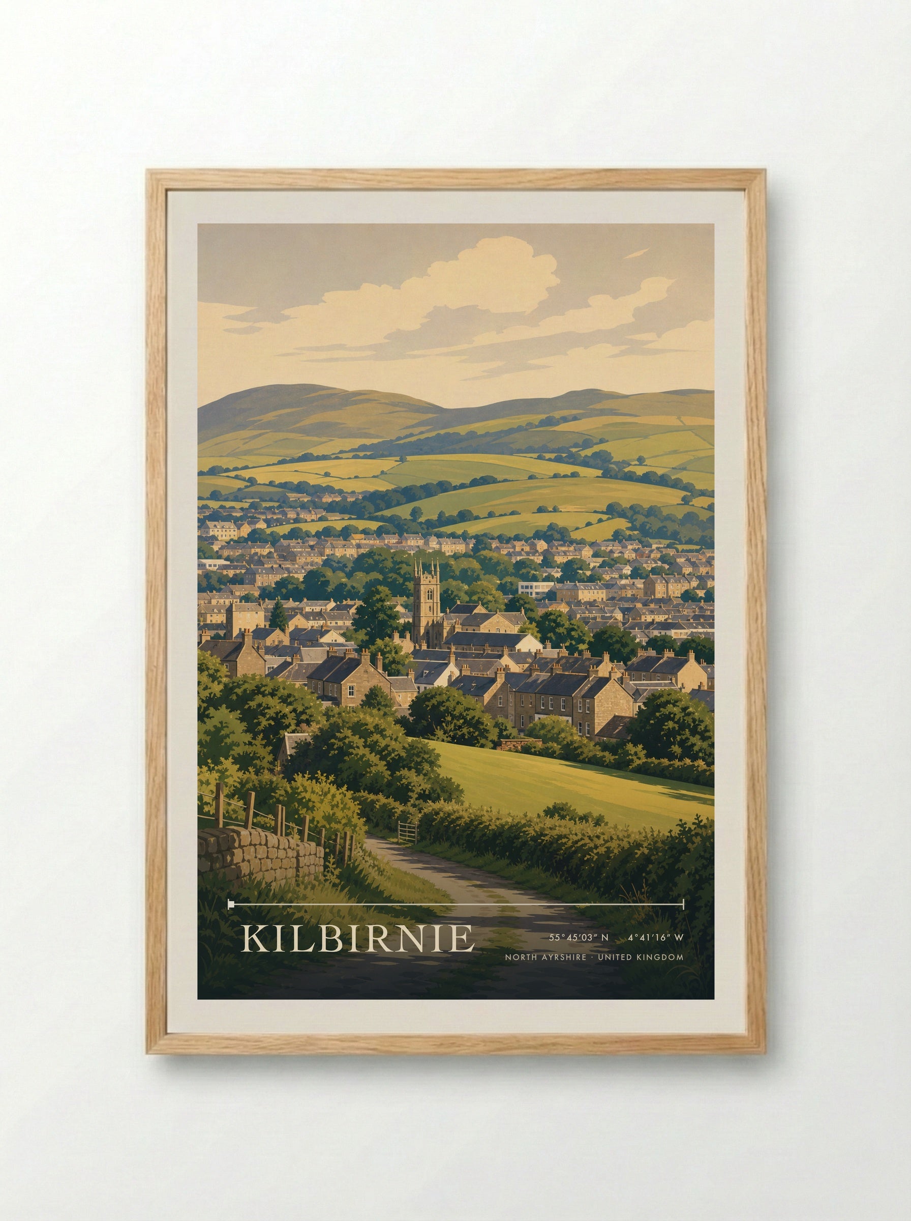 Kilbirnie North Ayrshire United Kingdom Travel Poster - Framed Print Wood