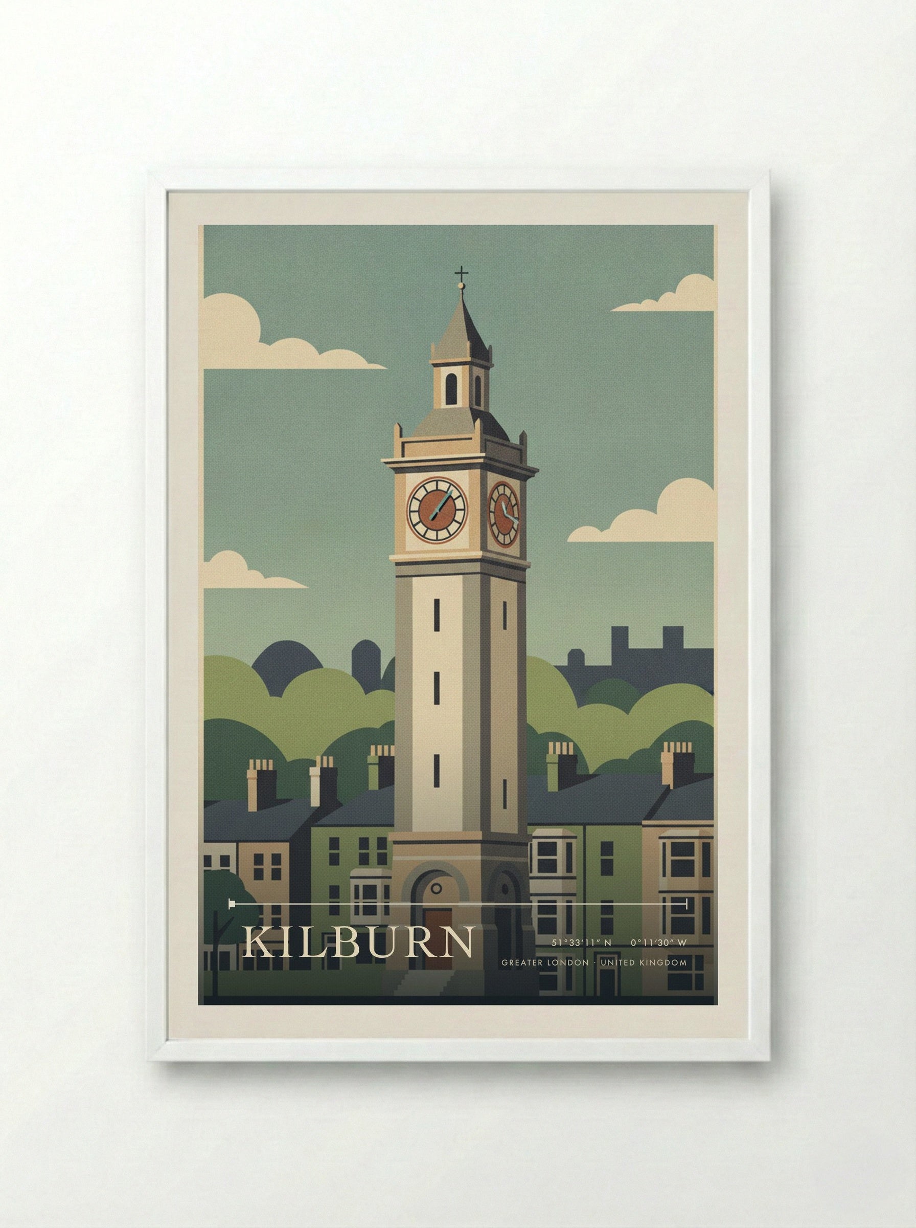 Kilburn Greater London United Kingdom Travel Poster - Framed Print White