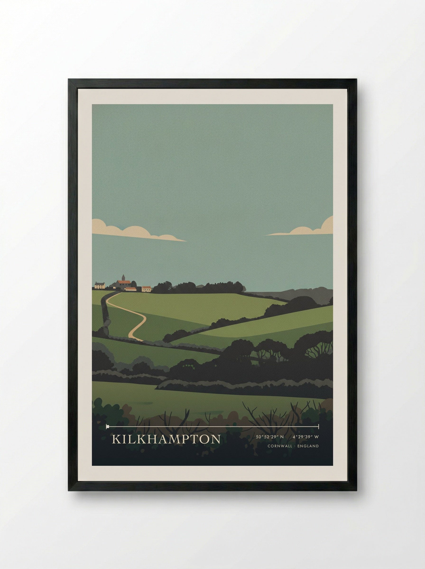 Kilkhampton Cornwall England Travel Poster - Framed Print Black