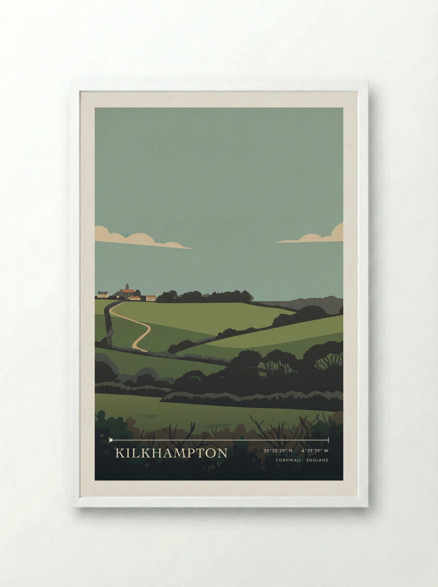 Kilkhampton Cornwall England Travel Poster - Framed Print White