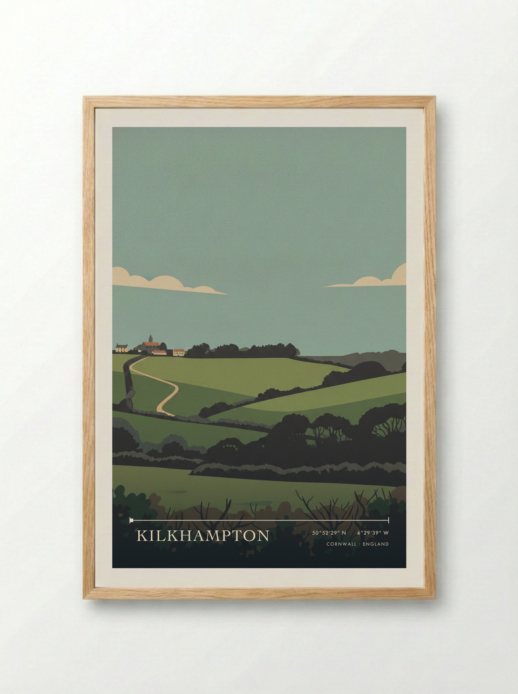 Kilkhampton Cornwall England Travel Poster - Framed Print Wood