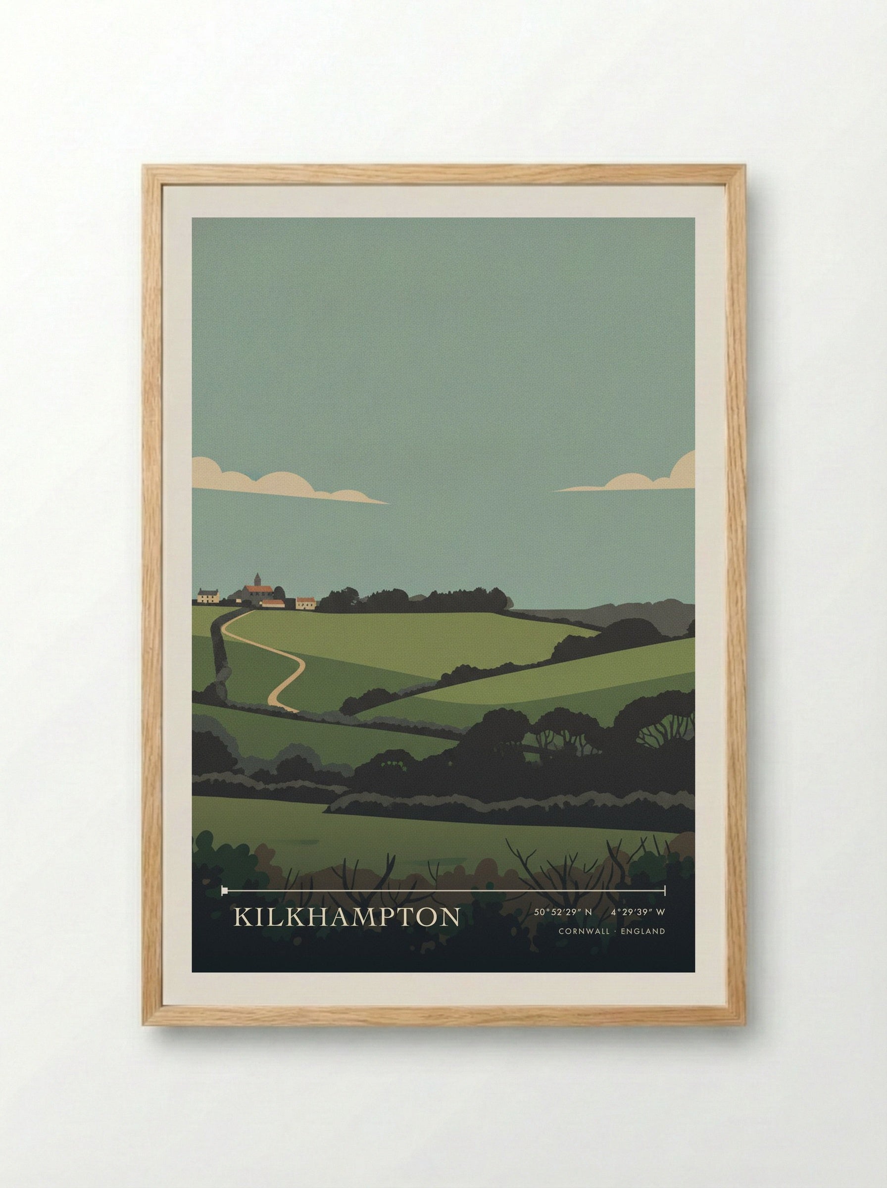 Kilkhampton Cornwall England Travel Poster - Framed Print Wood