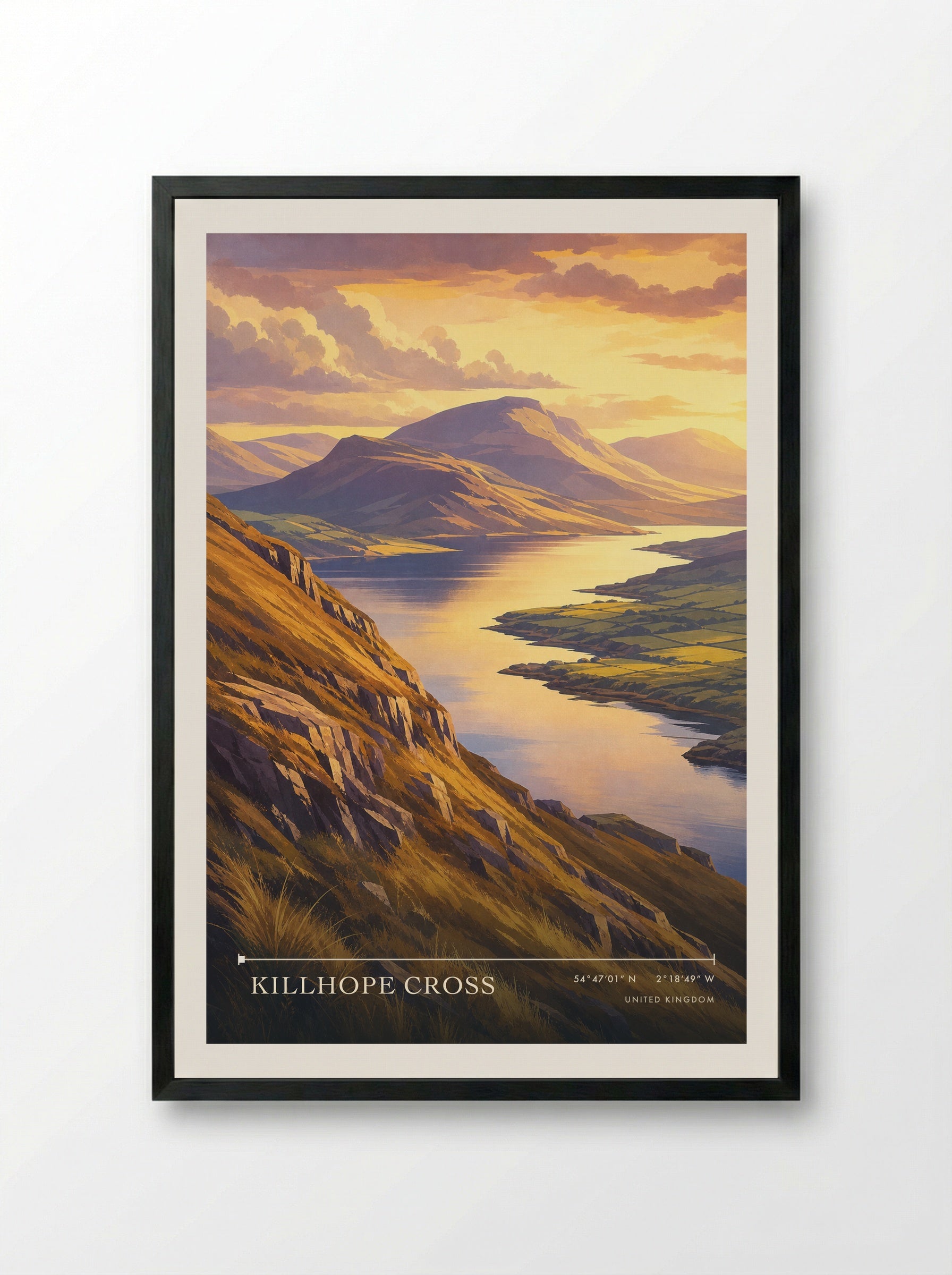 Killhope Cross United Kingdom Travel Poster - Framed Print Black