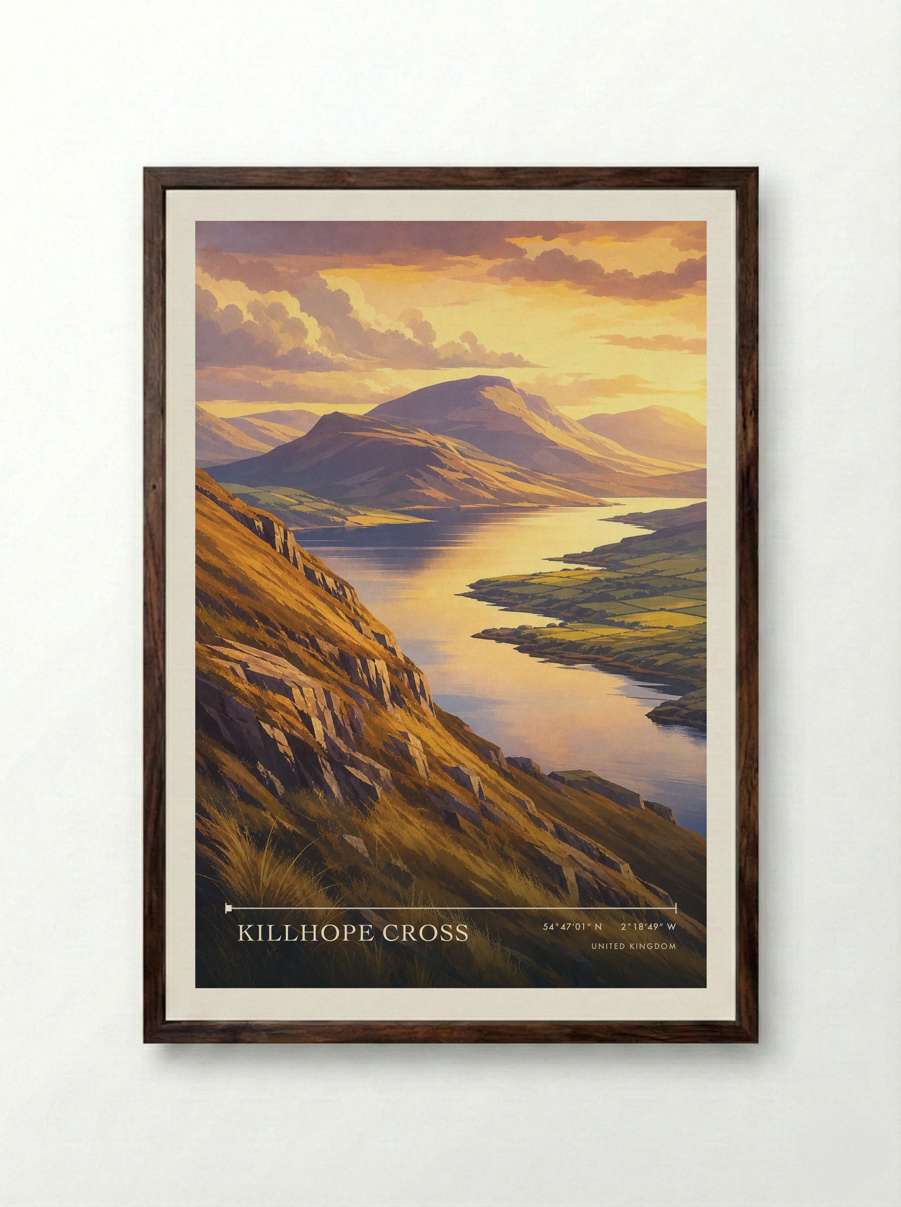 Killhope Cross United Kingdom Travel Poster - Framed Print Dark Wood