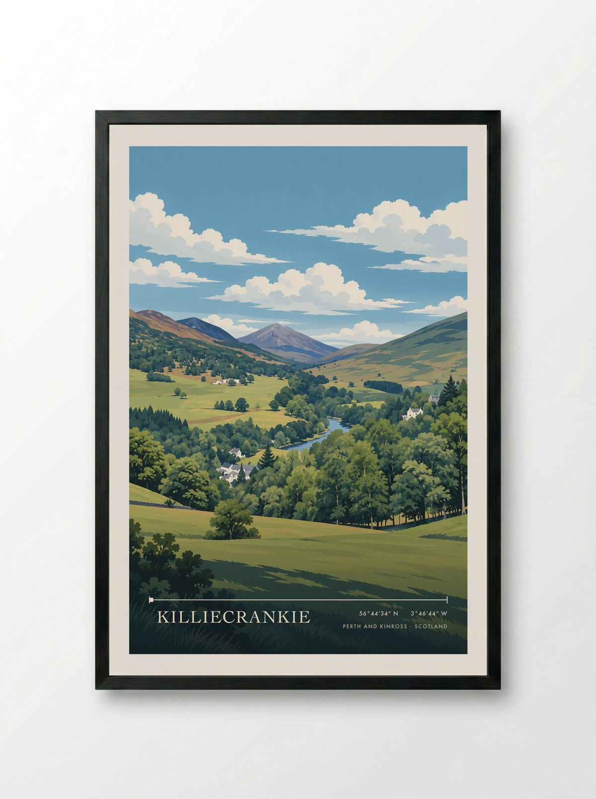 Killiecrankie, Perth and Kinross | Travel Poster - Framed Print Black