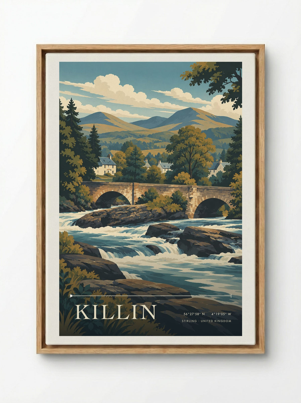 Killin, Stirling | Travel Poster - Framed Canvas Wood