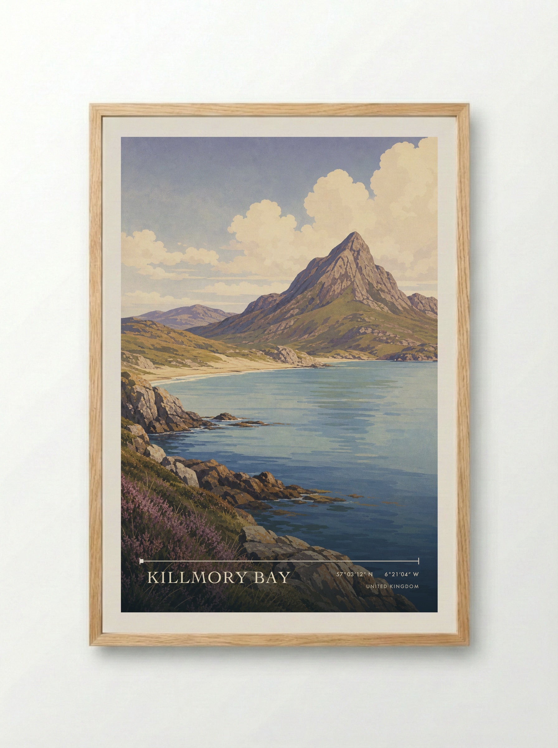 Killmory Bay United Kingdom Travel Poster - Framed Print Wood