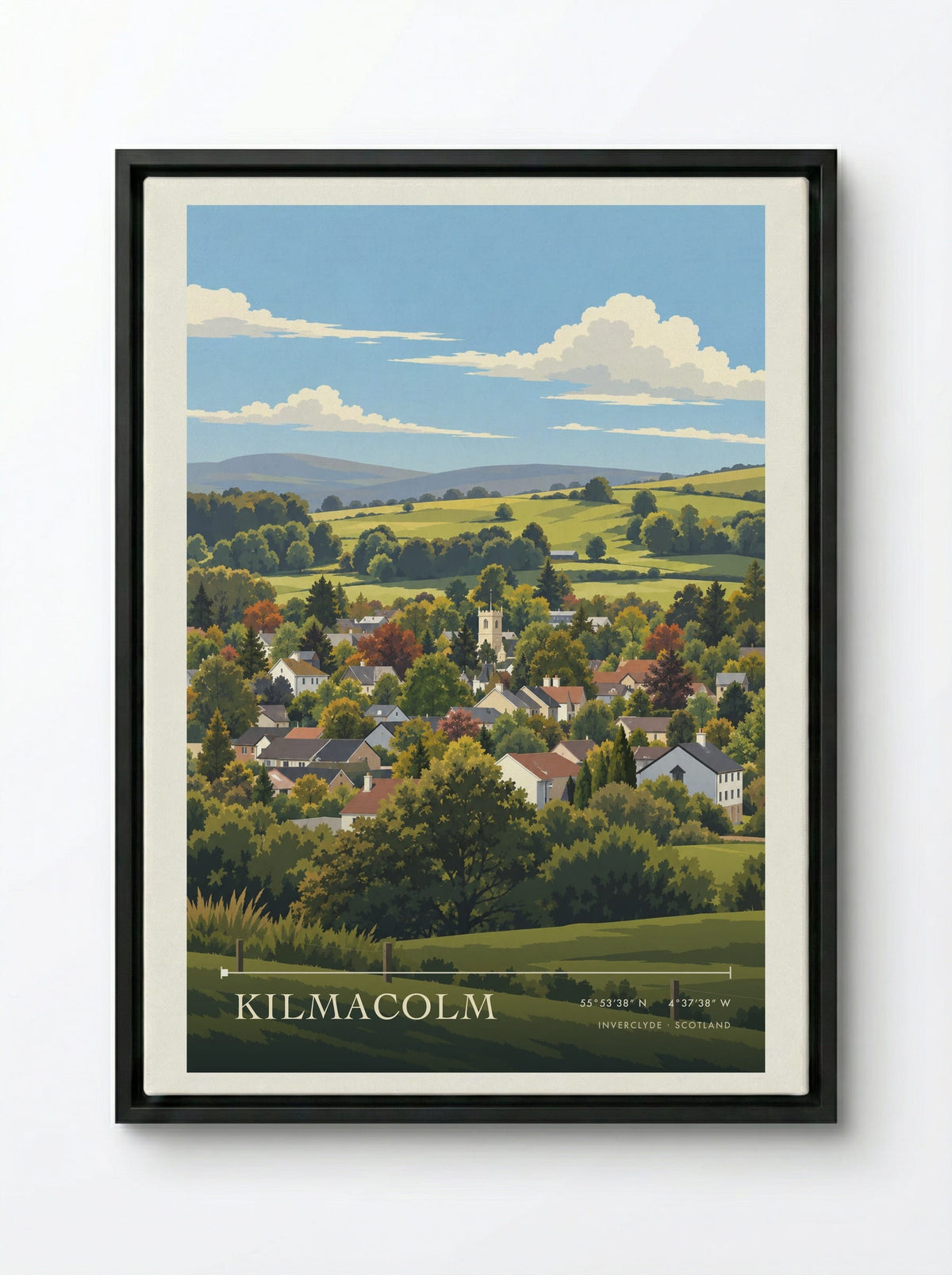 Kilmacolm, Inverclyde | Travel Poster - Framed Canvas Black