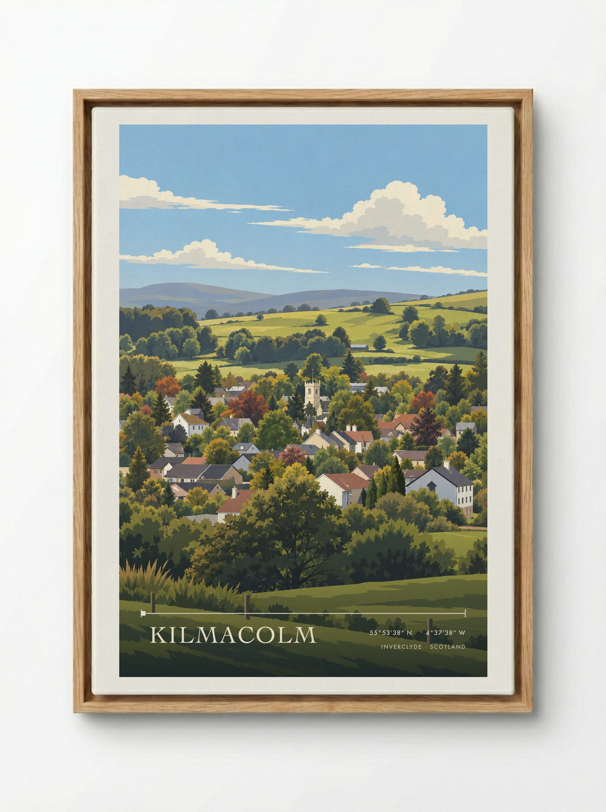 Kilmacolm, Inverclyde | Travel Poster - Framed Canvas Wood