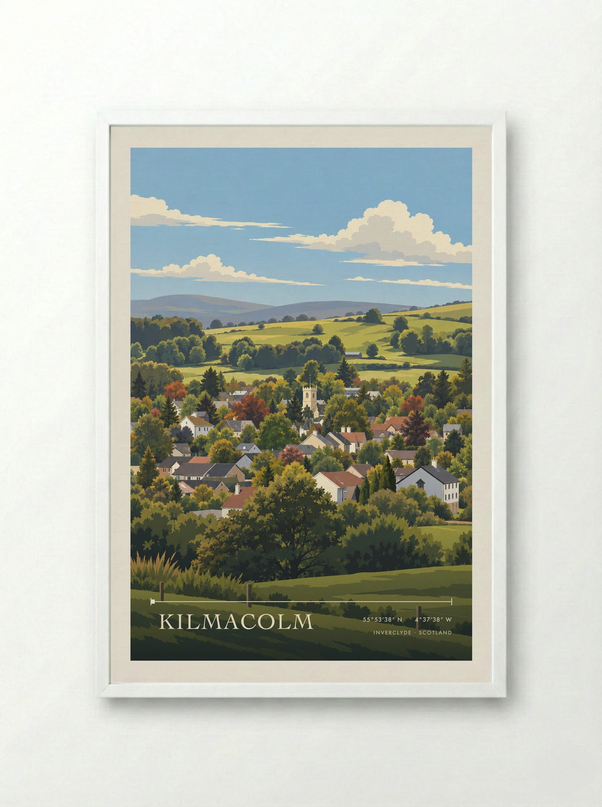 Kilmacolm, Inverclyde | Travel Poster - Framed Print White