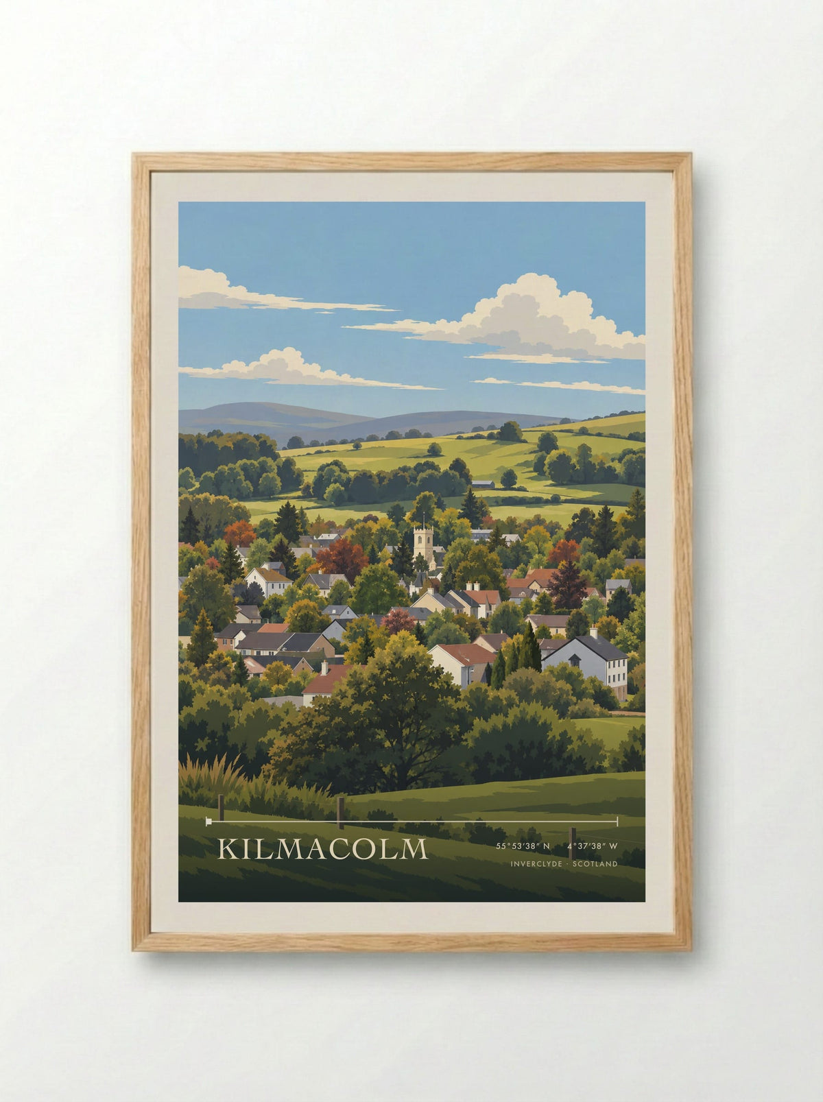 Kilmacolm, Inverclyde | Travel Poster - Framed Print Wood