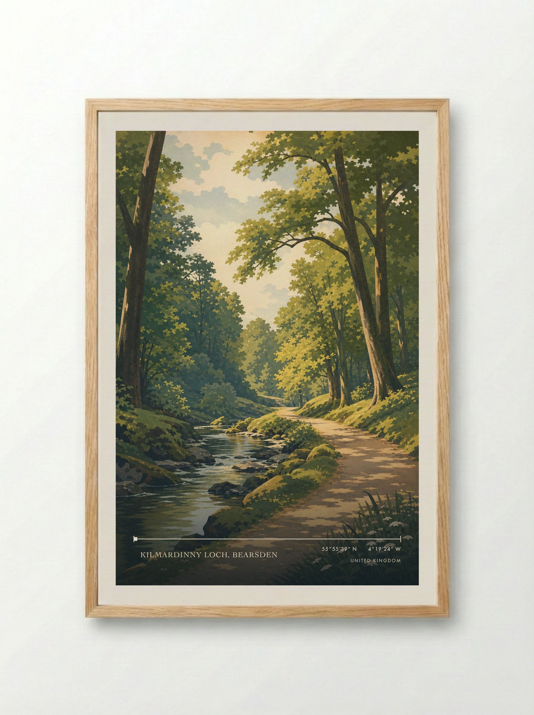 Kilmardinny Wood United Kingdom Travel Poster - Framed Print Wood