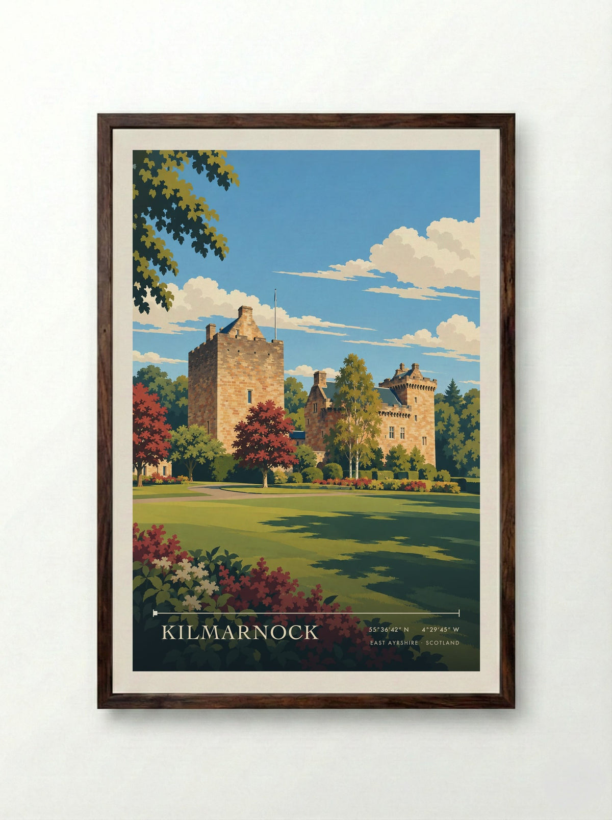 Kilmarnock, East Ayrshire | Travel Poster - Framed Print Dark Wood