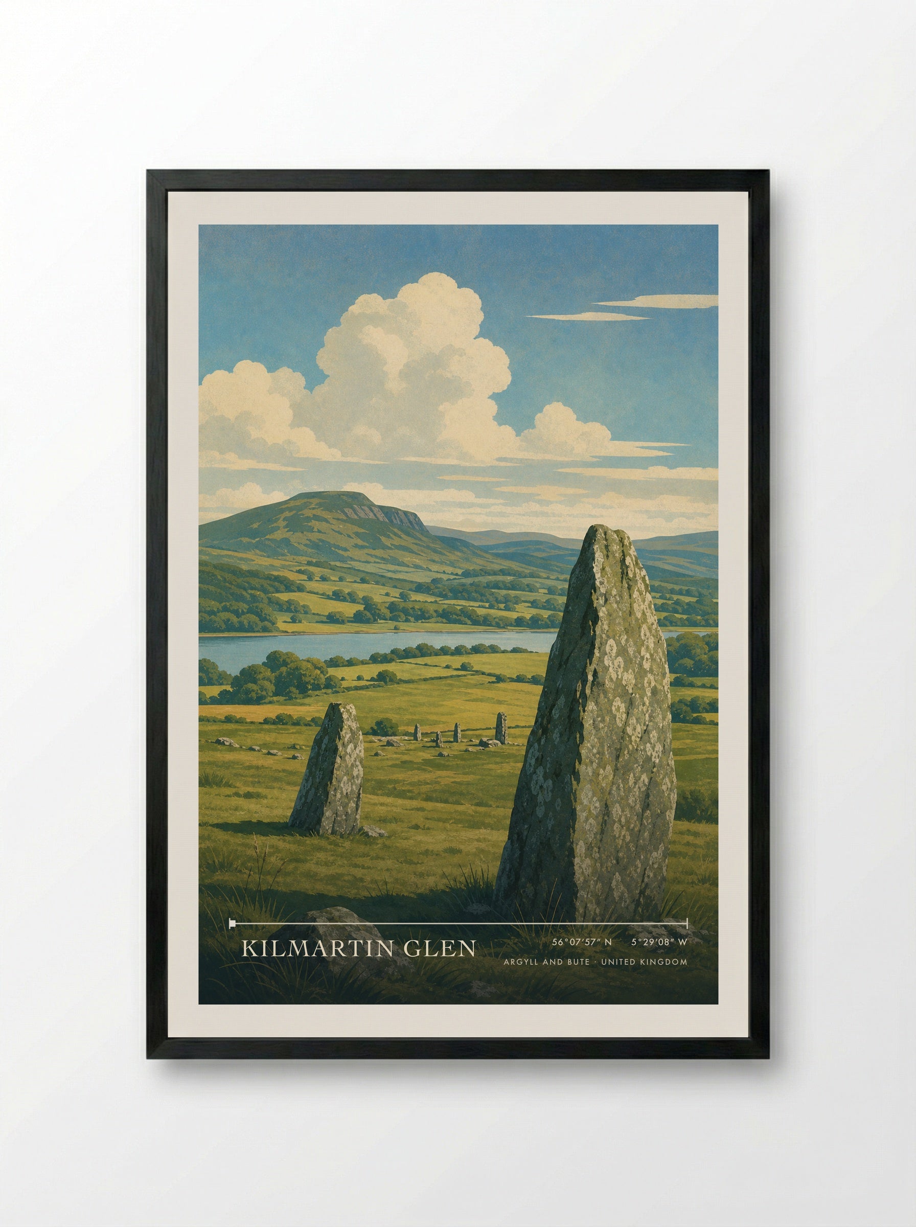 Kilmartin Glen Argyll and Bute United Kingdom Travel Poster - Framed Print Black