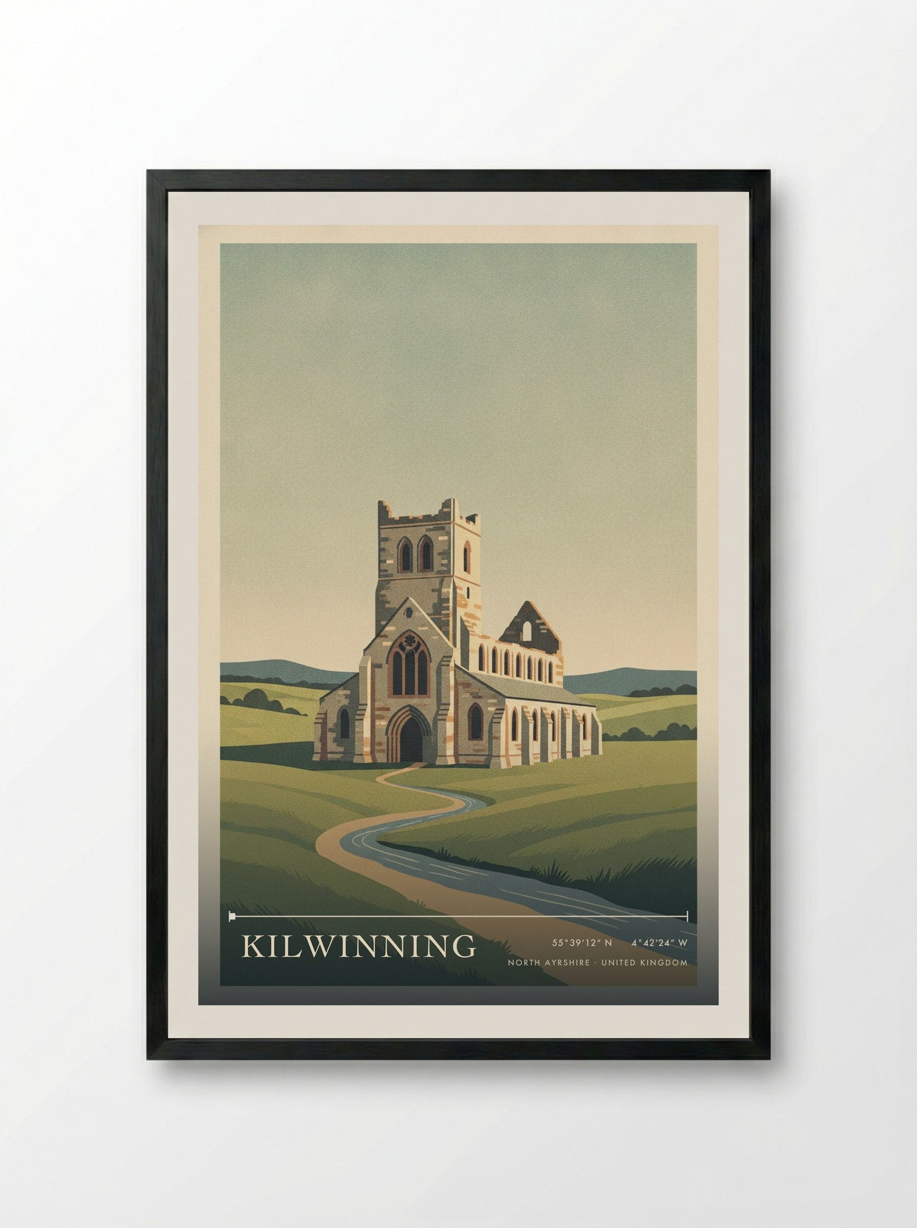 Kilwinning North Ayrshire United Kingdom Travel Poster - Framed Print Black