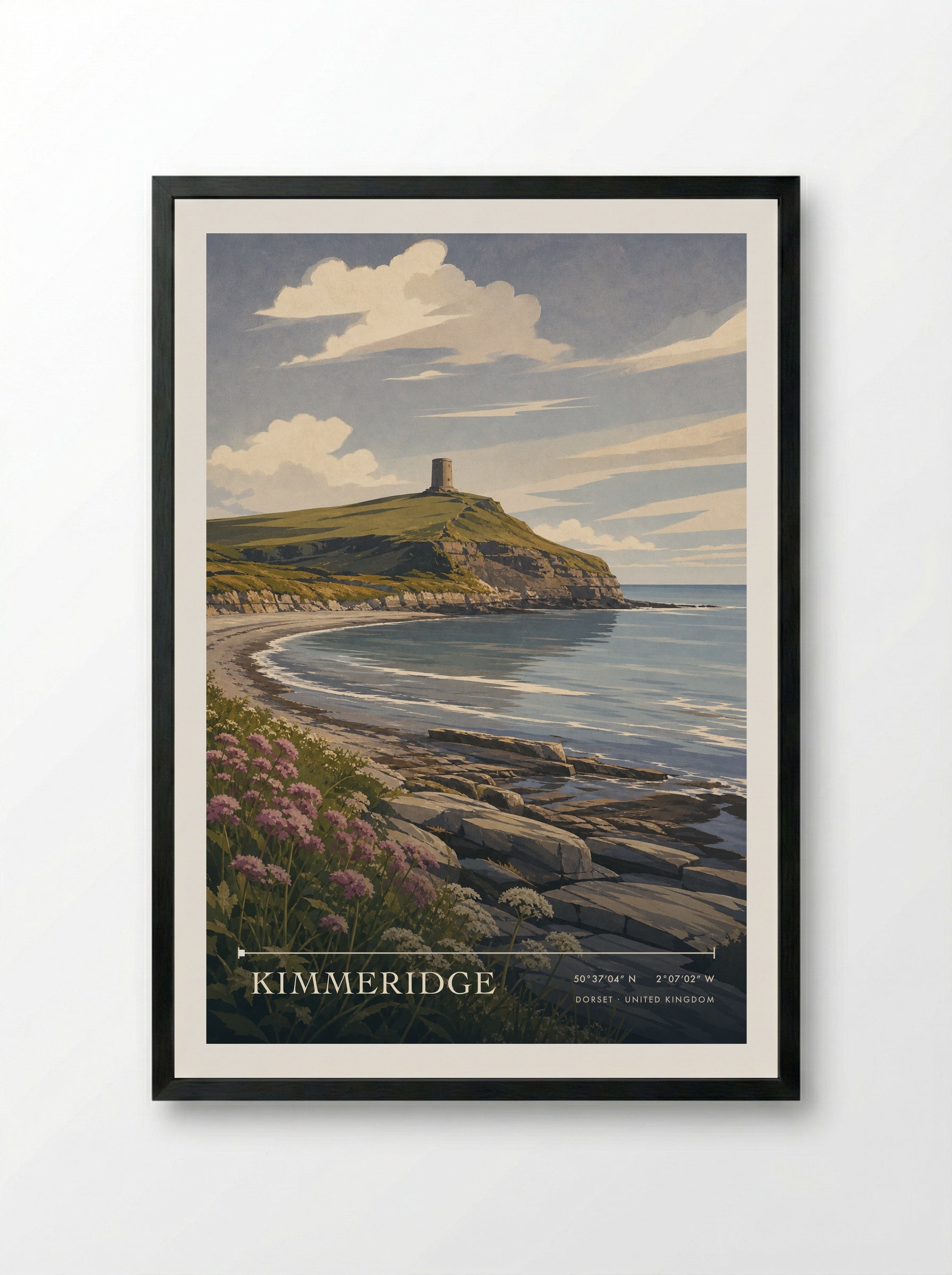 Kimmeridge Dorset United Kingdom Travel Poster - Framed Print Black