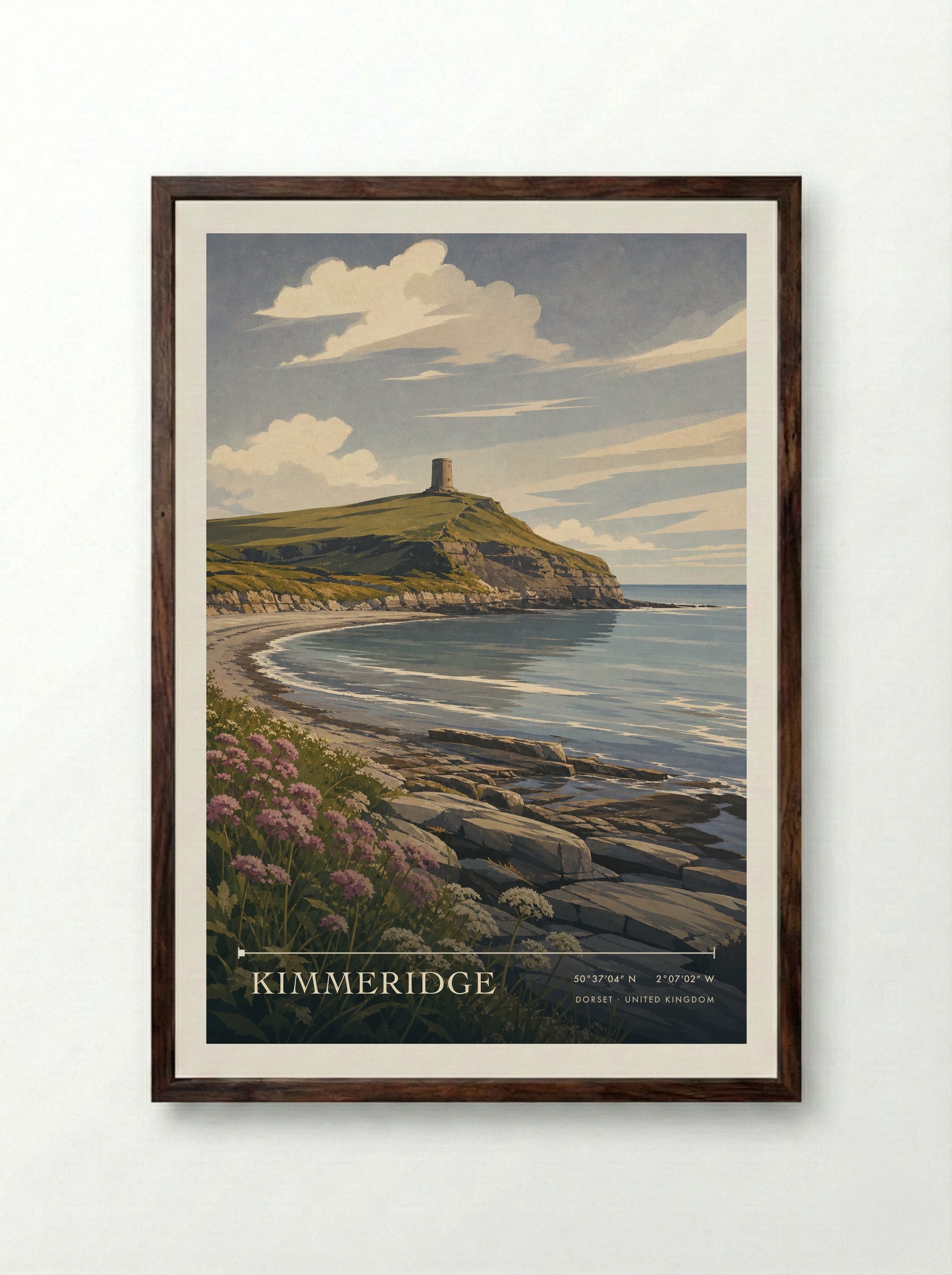 Kimmeridge Dorset United Kingdom Travel Poster - Framed Print Dark Wood