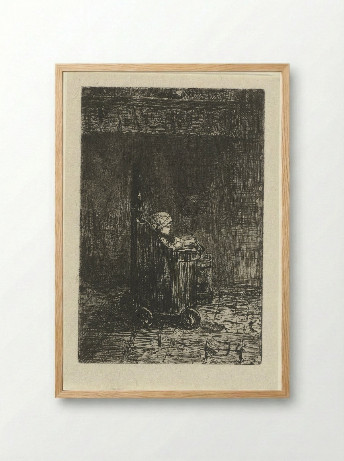 Kind in de kinderstoel - Jozef Israëls - Framed Print Wood