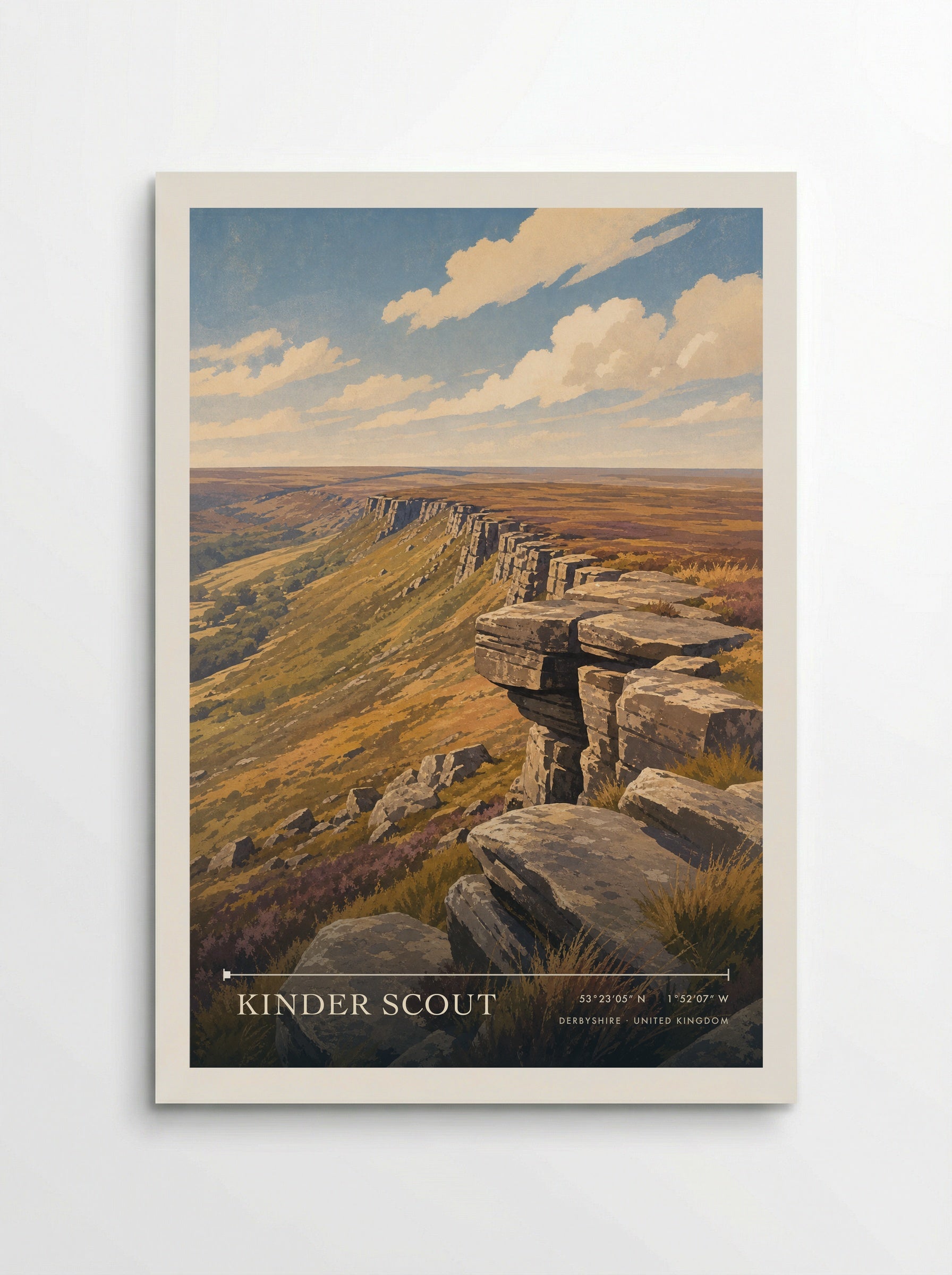 Kinder Scout Derbyshire United Kingdom Travel Poster - Poster
