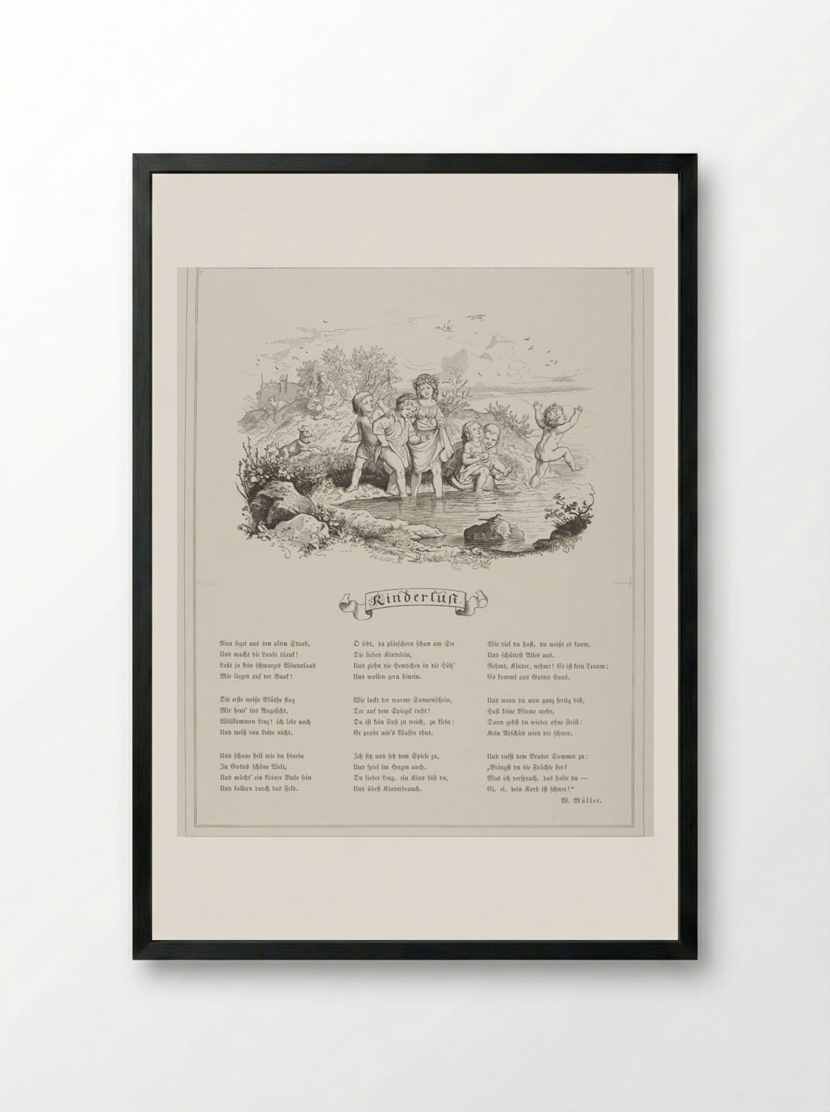 Kinderlust (Childish Joy) - Adrian Ludwig Richter - Framed Print Black