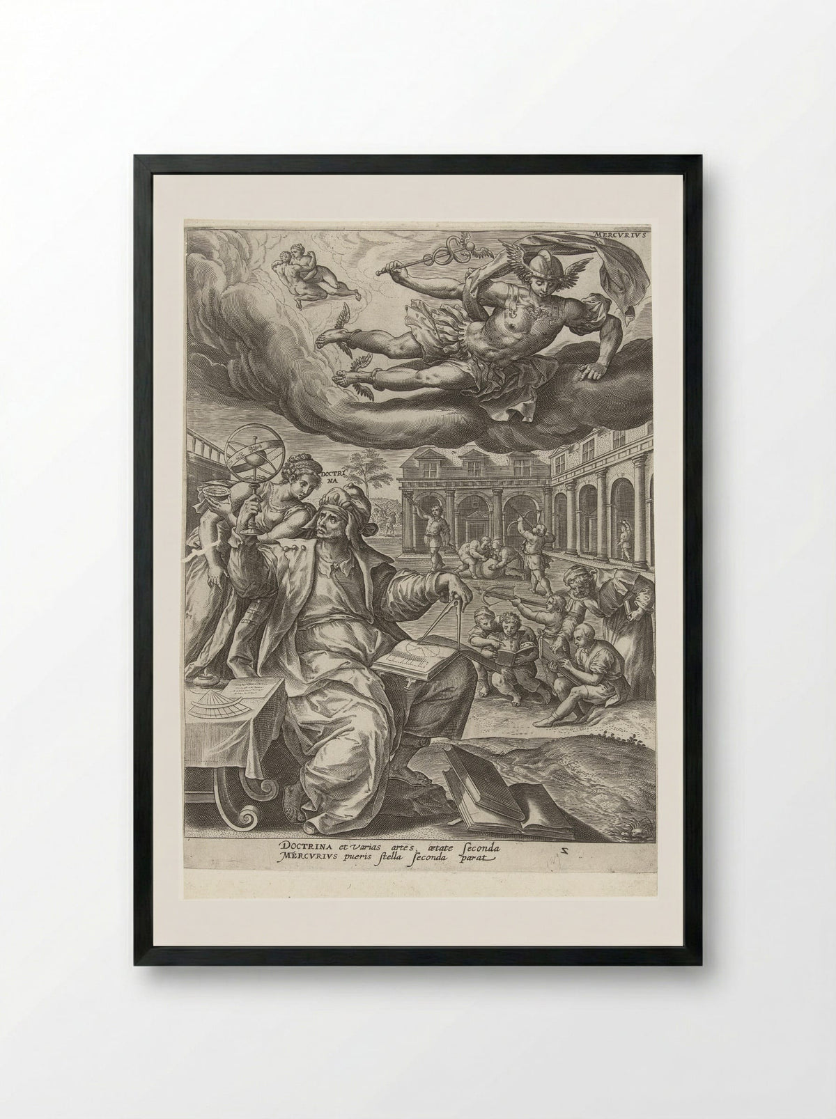 Kindertijd onder invloed van Mercurius - Gerard de Jode - Framed Print Black