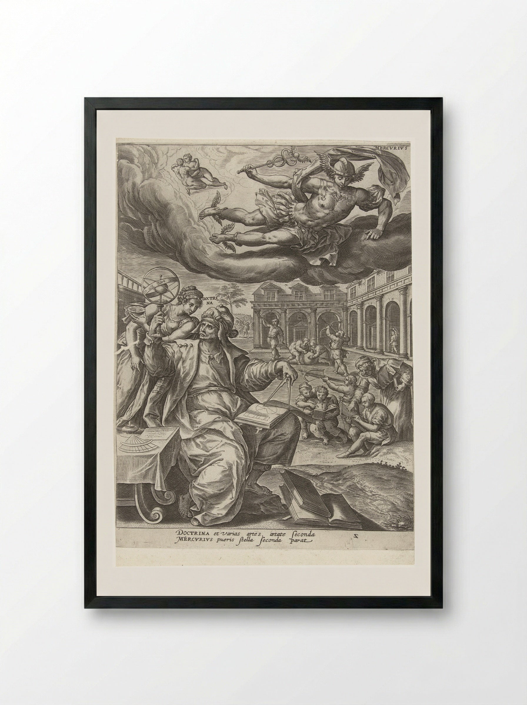 Kindertijd onder invloed van Mercurius - Gerard de Jode - Framed Print Black