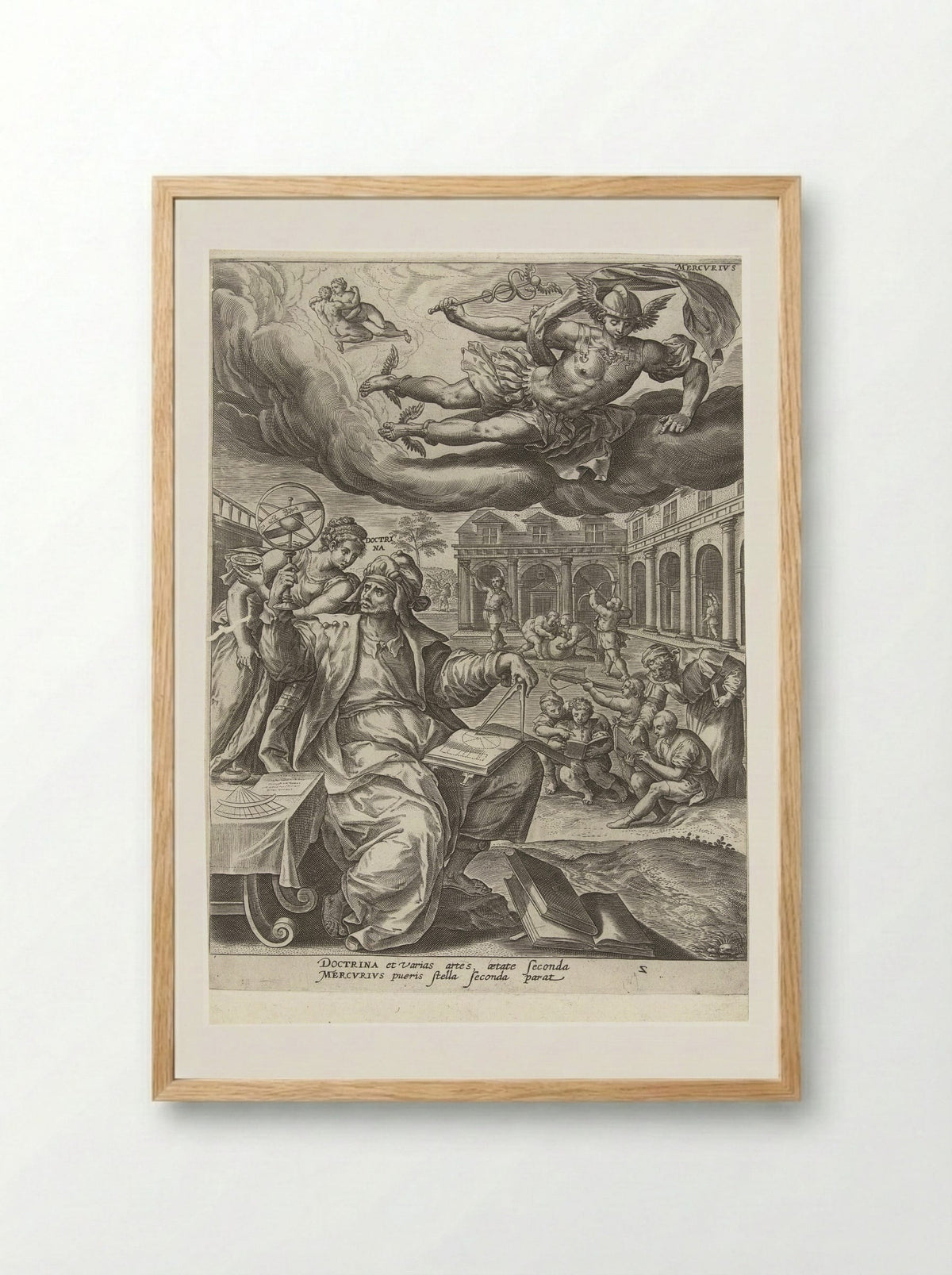 Kindertijd onder invloed van Mercurius - Gerard de Jode - Framed Print Wood