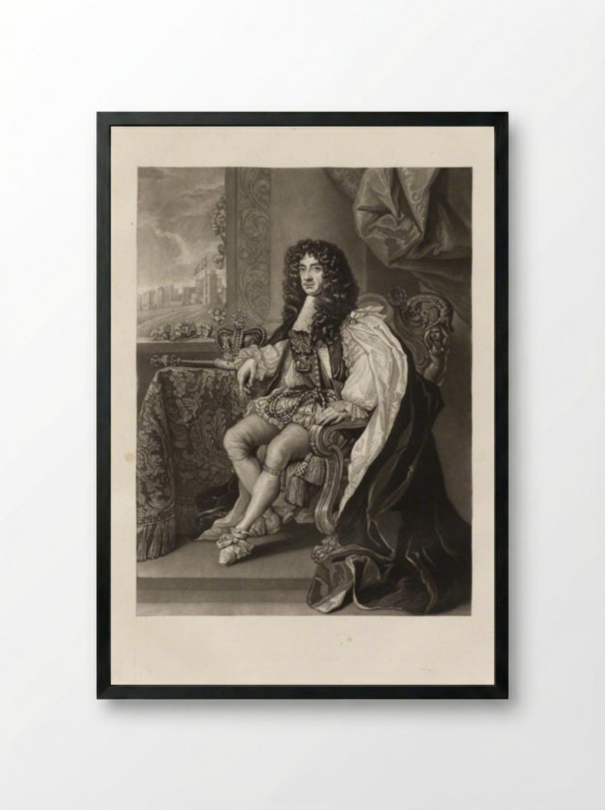 King Charles II - Charles Turner - Framed Print Black