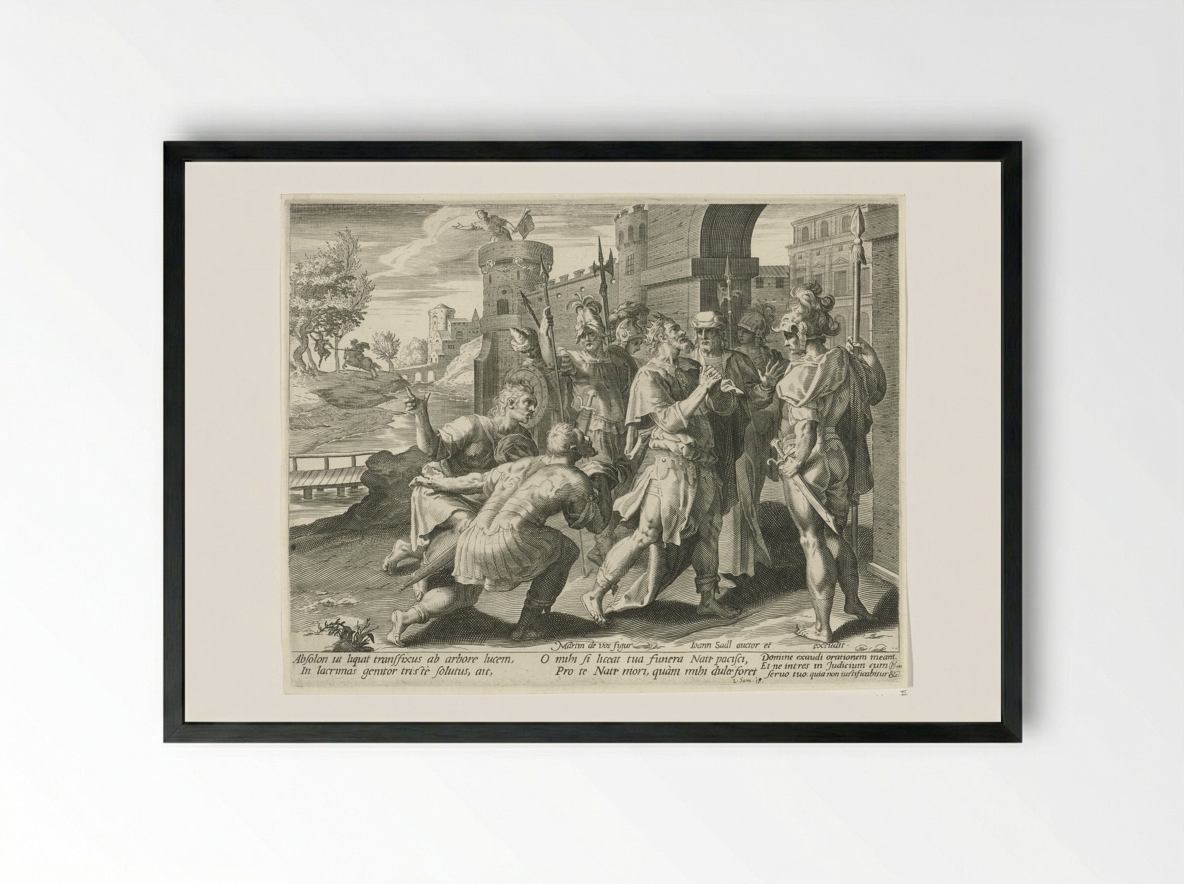 King David Learns of the Death of Absalom - Aegidius Sadeler (II) - Framed Print Black