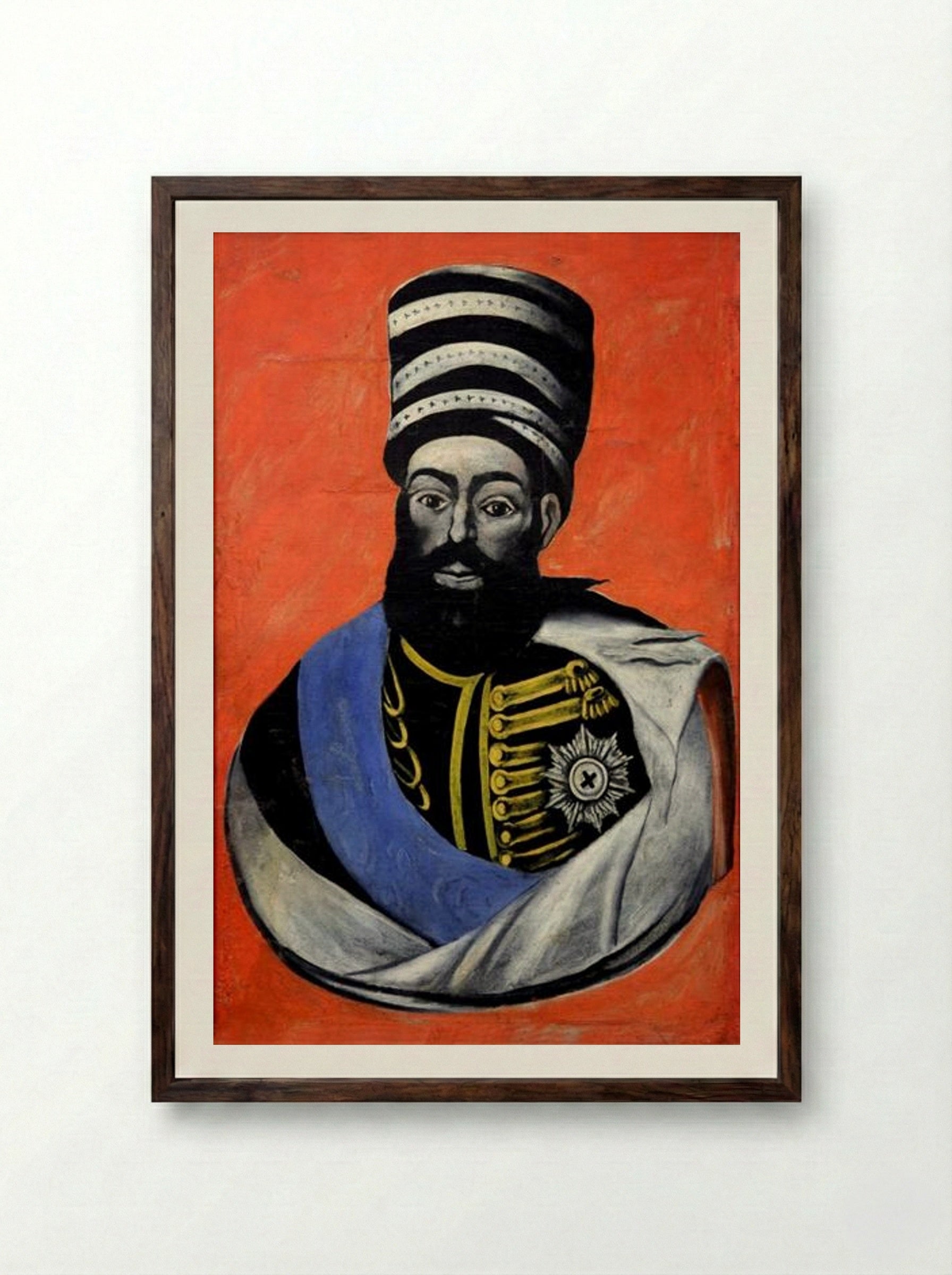 King Erekle II of Georgia - Niko Pirosmani - Framed Print Dark Wood