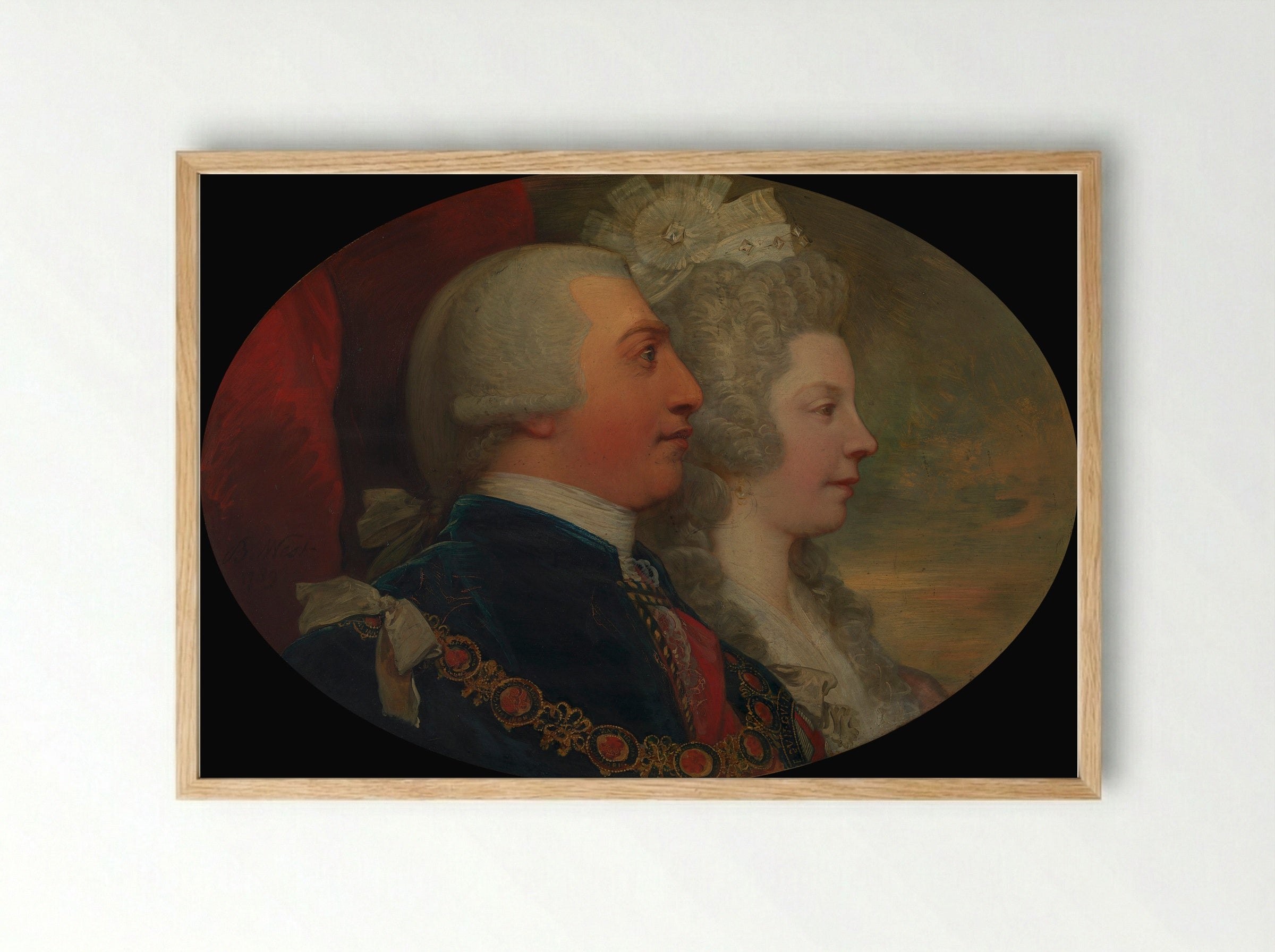 King George III and Queen Charlotte - Benjamin West - Framed Print Wood