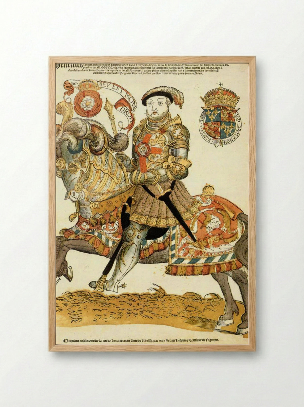 King Henry VIII on Horseback - Hans Liefrinck (II) - Framed Print Wood
