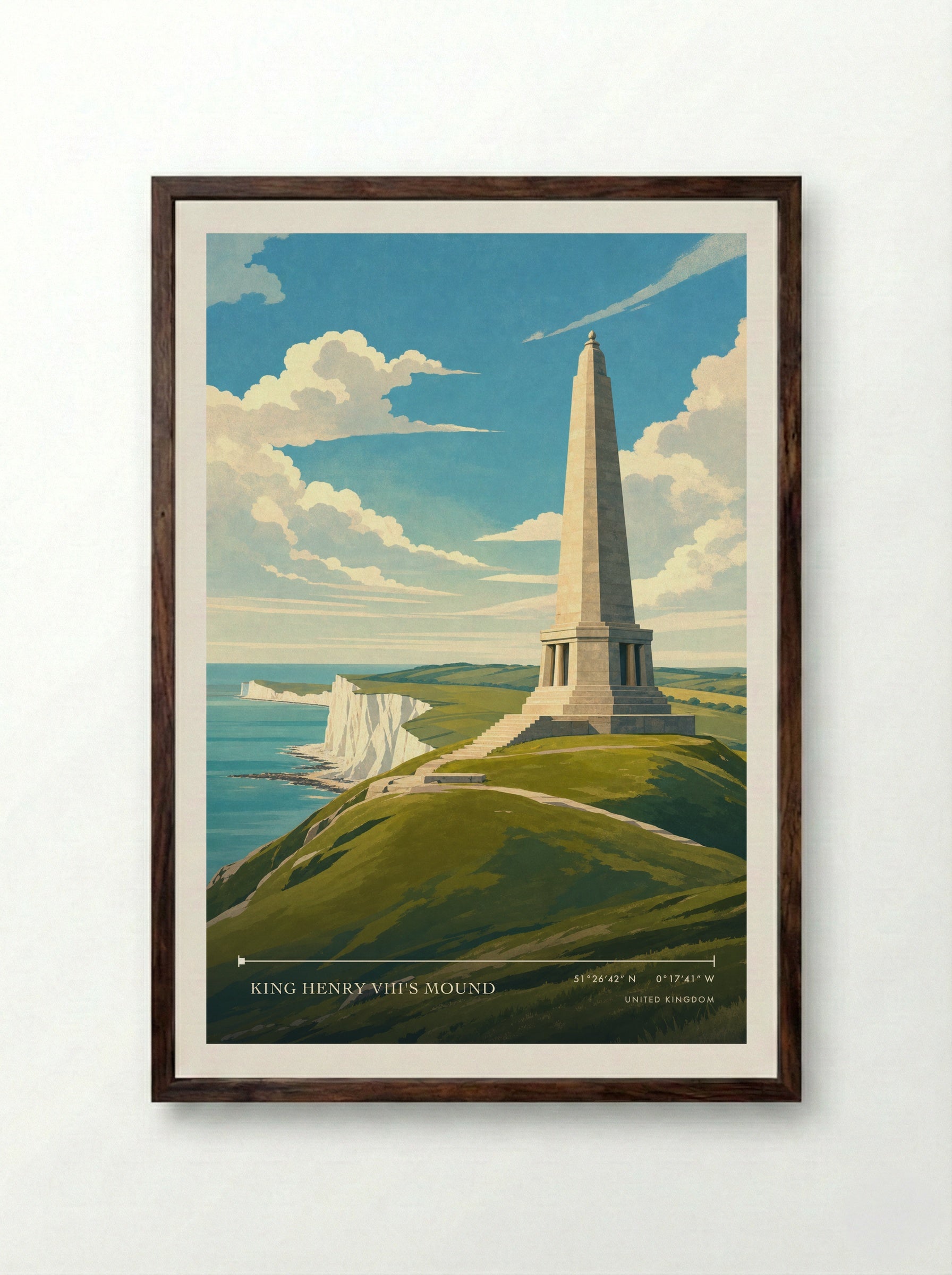 King Henry VIII's Mound United Kingdom Travel Poster - Framed Print Dark Wood