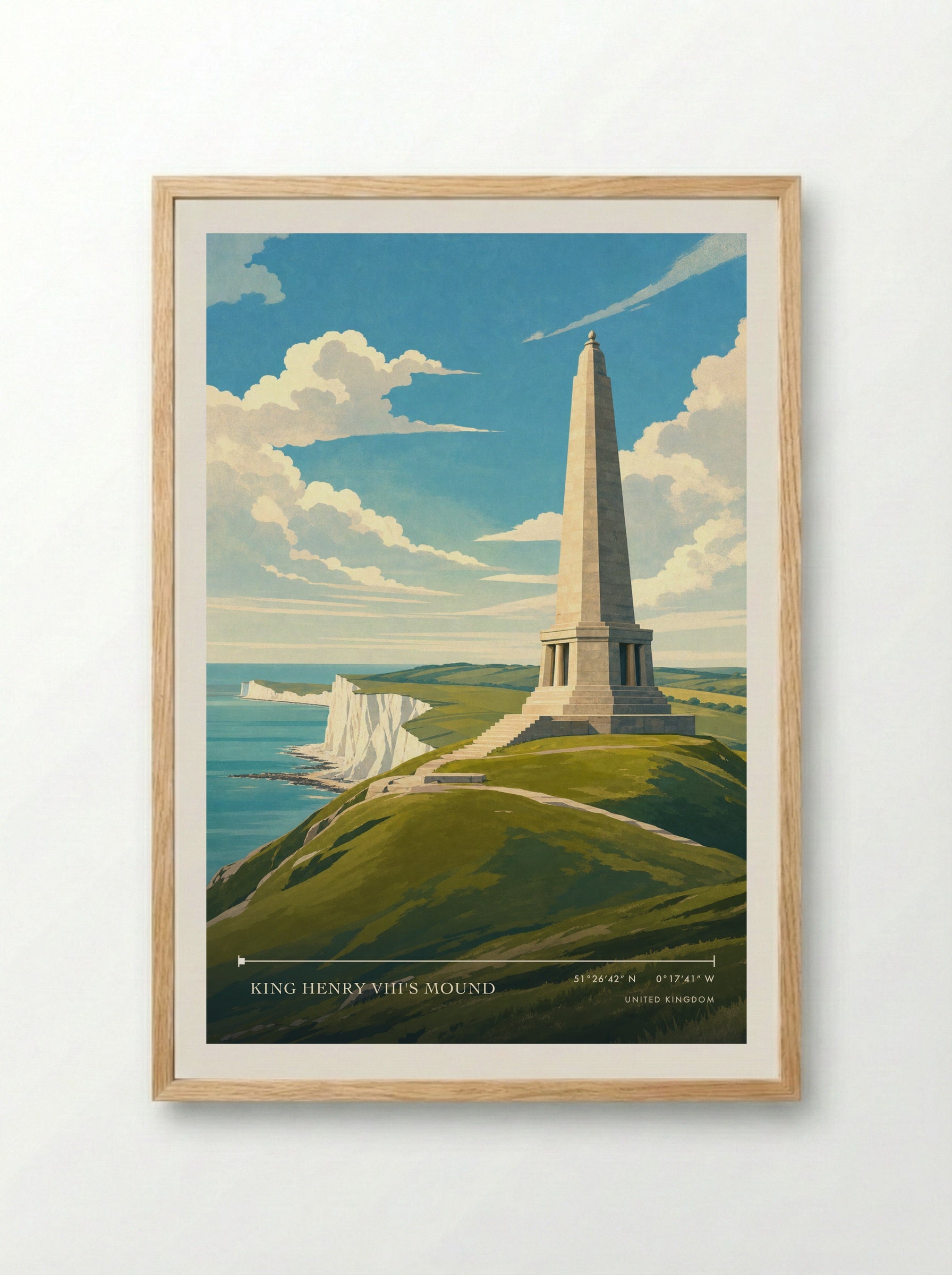 King Henry VIII's Mound United Kingdom Travel Poster - Framed Print Wood
