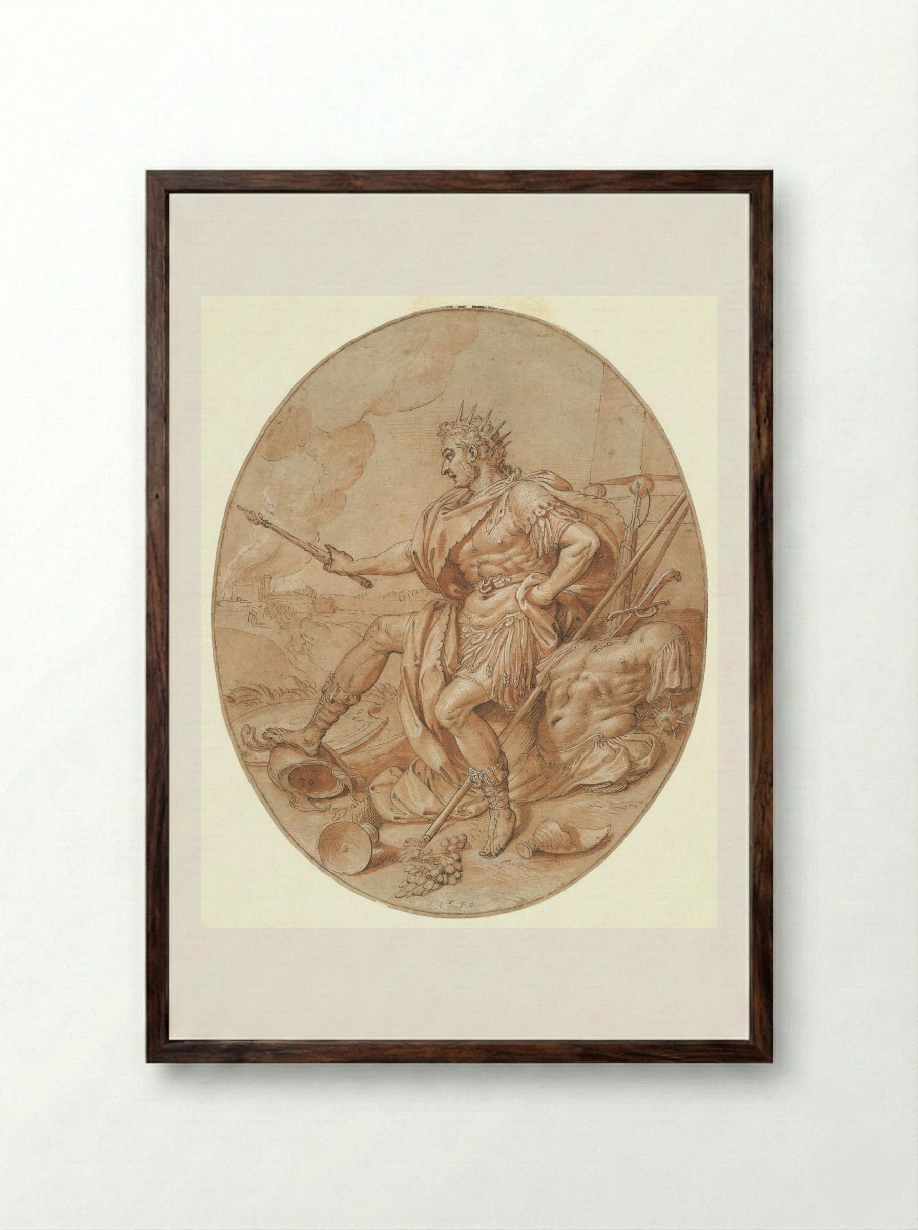 King Nebuchadnezzar Besieging Jerusalem - Frans Pourbus the Elder - Framed Print Dark Wood