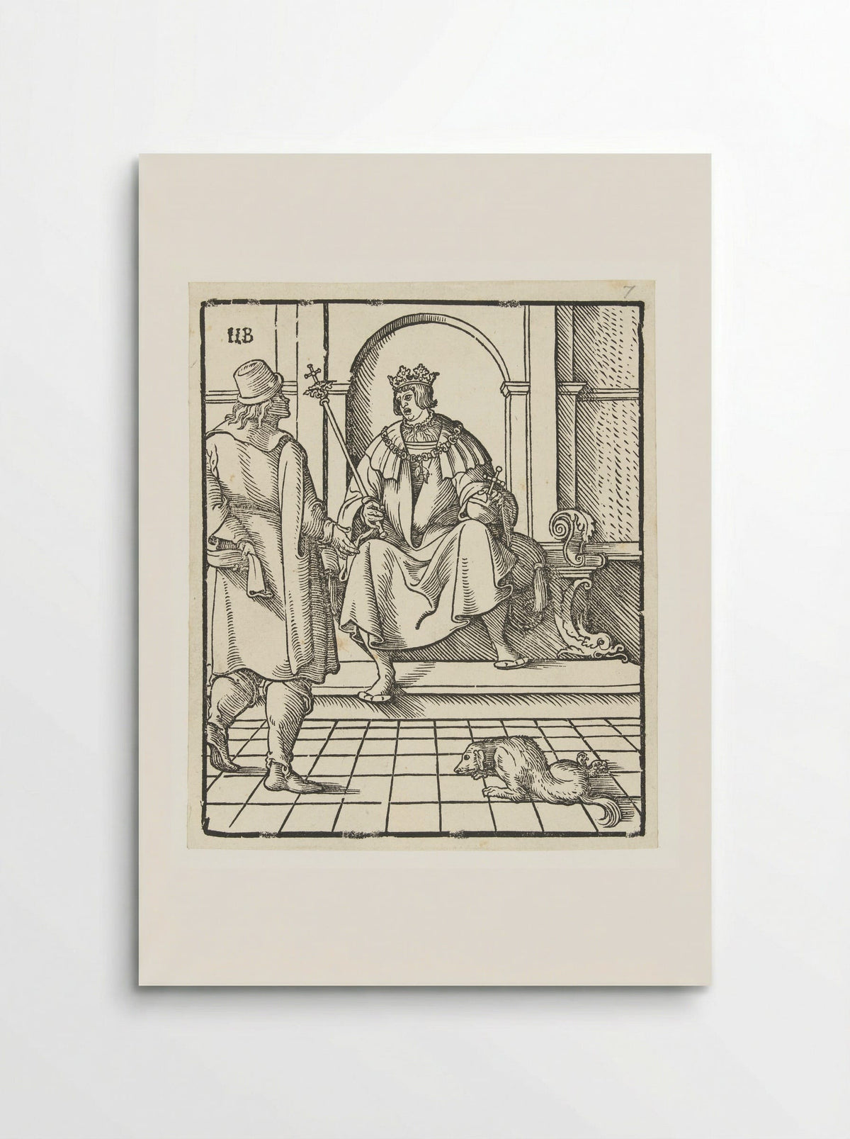 King Seated on a Throne in Conversation with a Standing Man - Peter Flötner - Poster