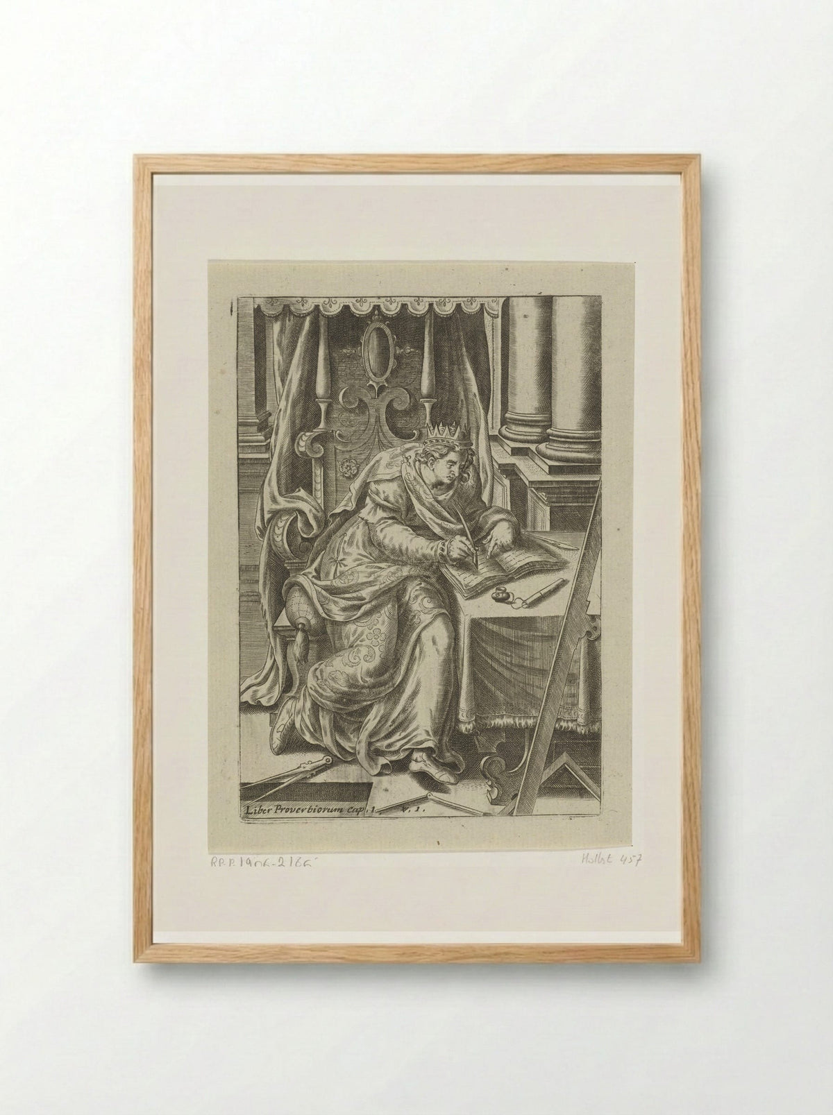 King Solomon Writing the Book of Proverbs - Abraham de Bruyn - Framed Print Wood