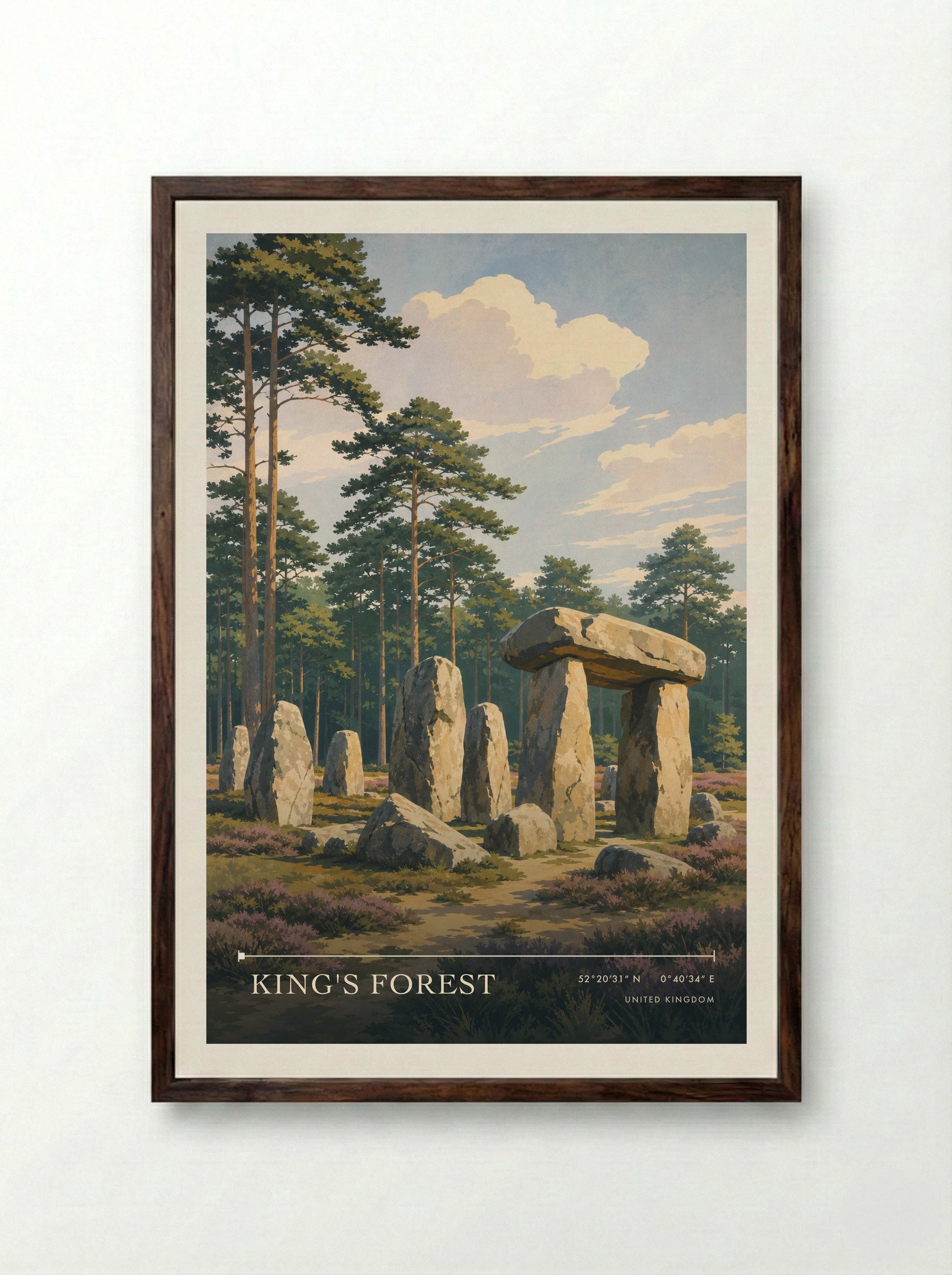 King's Forest United Kingdom Travel Poster - Framed Print Dark Wood