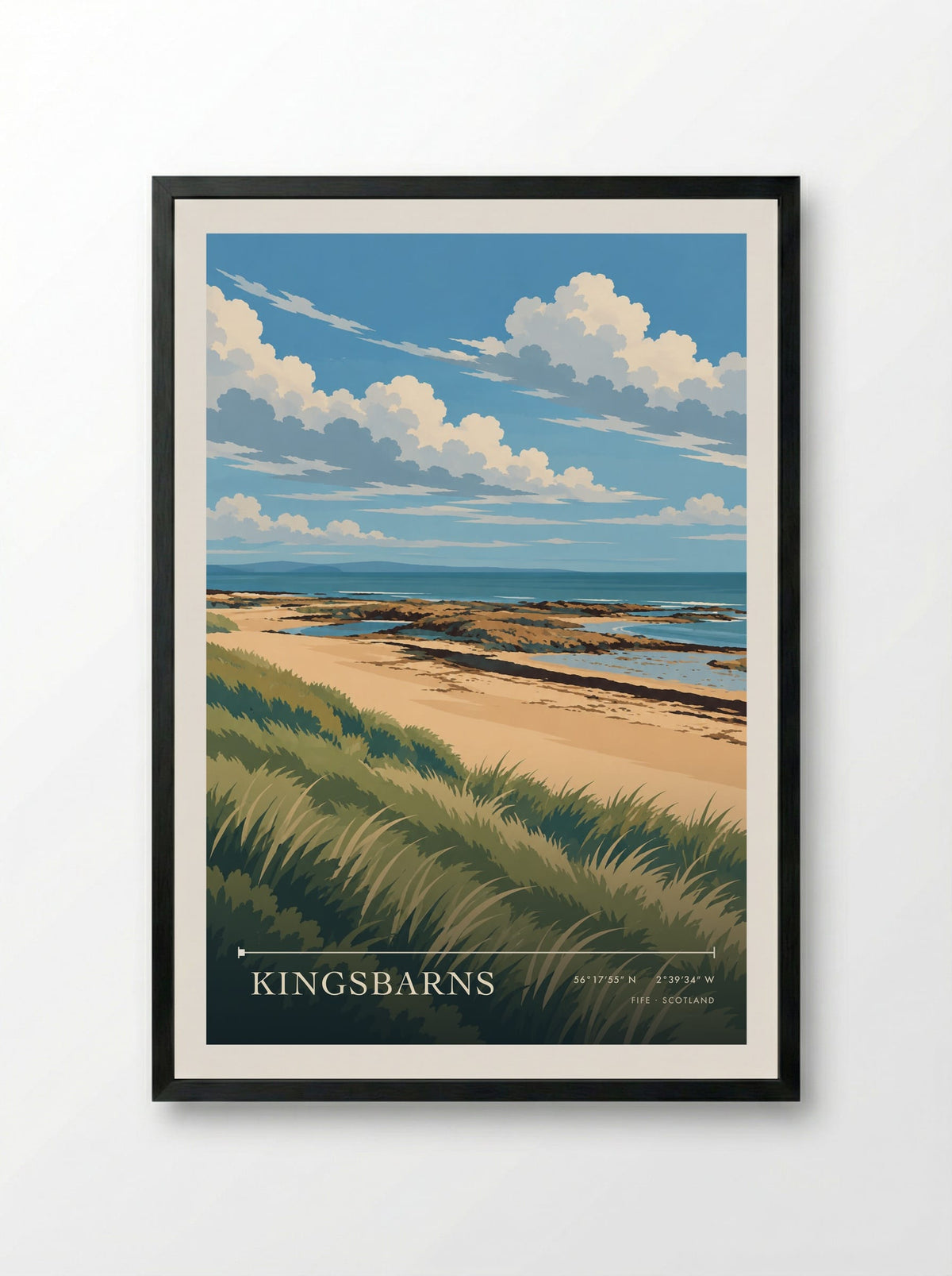 Kingsbarns, Fife | Travel Poster - Framed Print Black