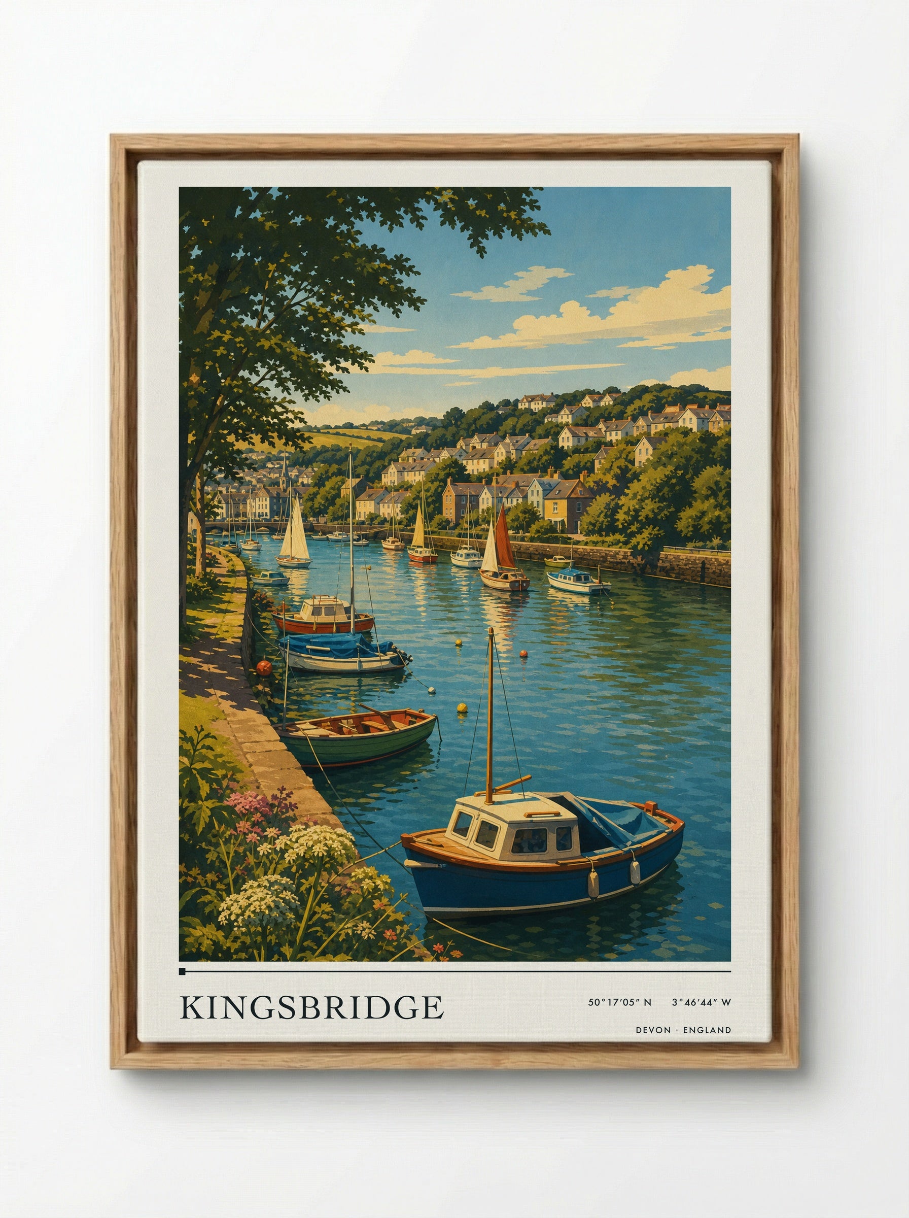 Kingsbridge Devon England Travel Poster - Framed Canvas Wood