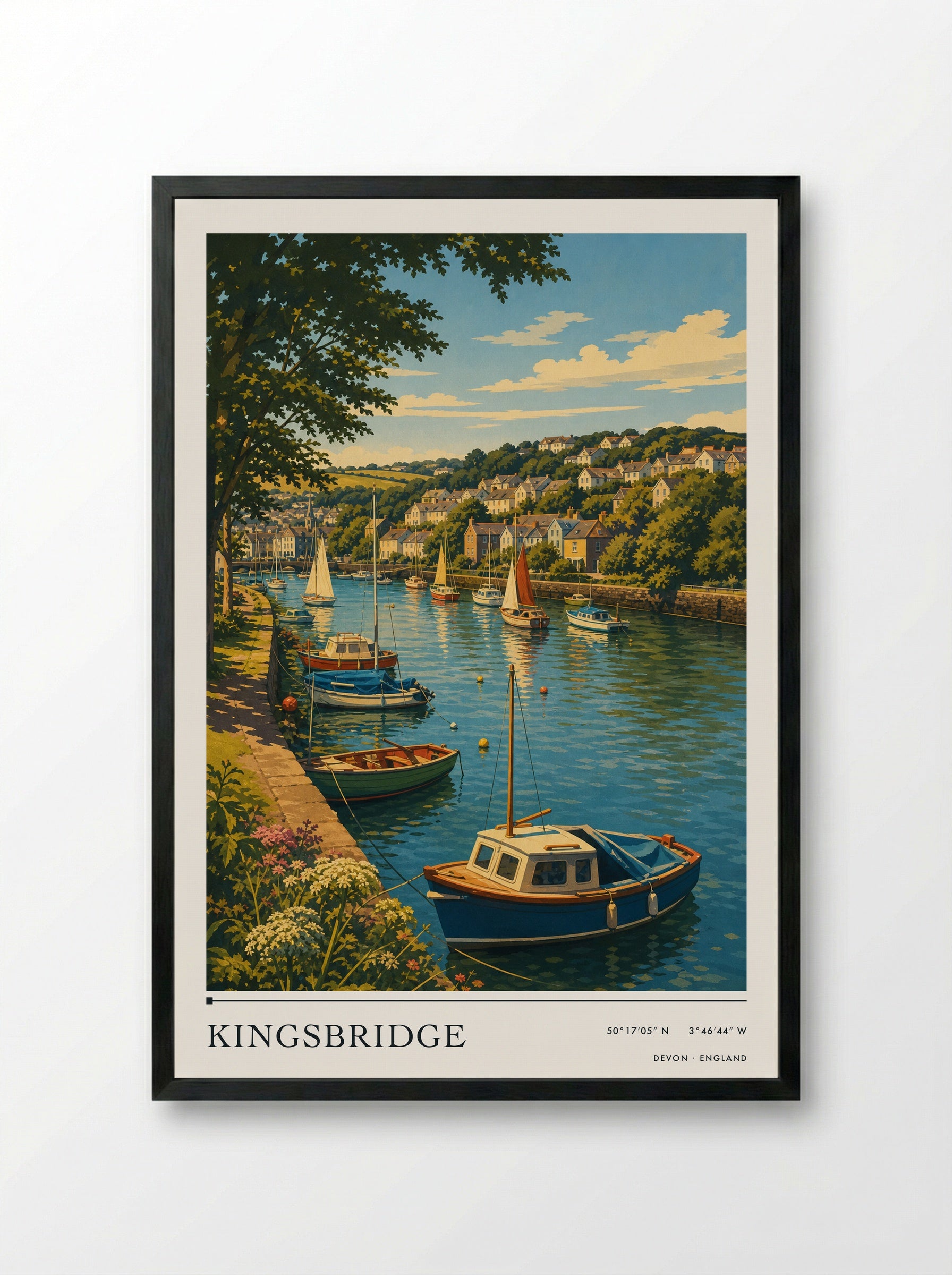 Kingsbridge Devon England Travel Poster - Framed Print Black