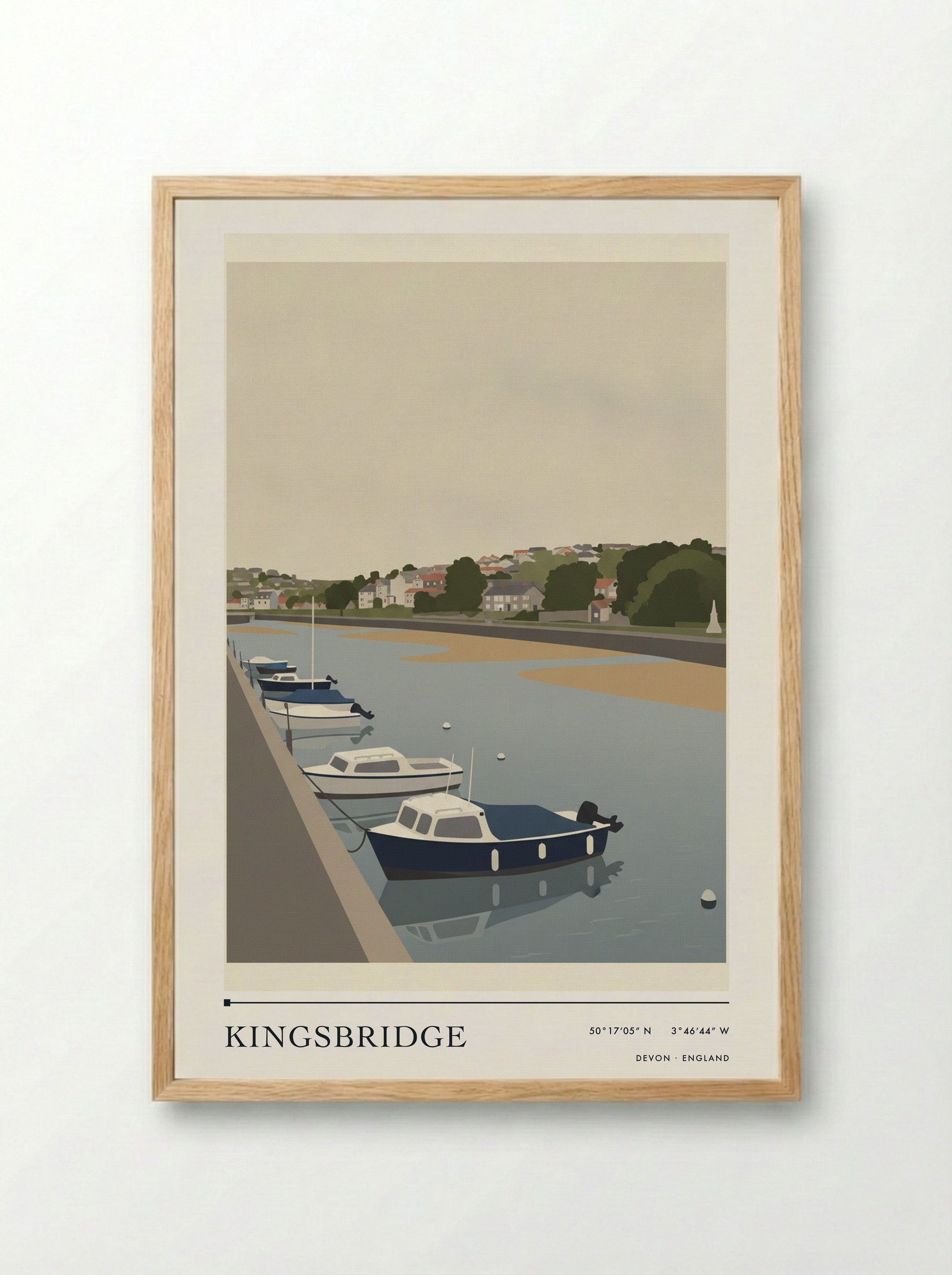 Kingsbridge Devon England Travel Poster - Framed Print Wood