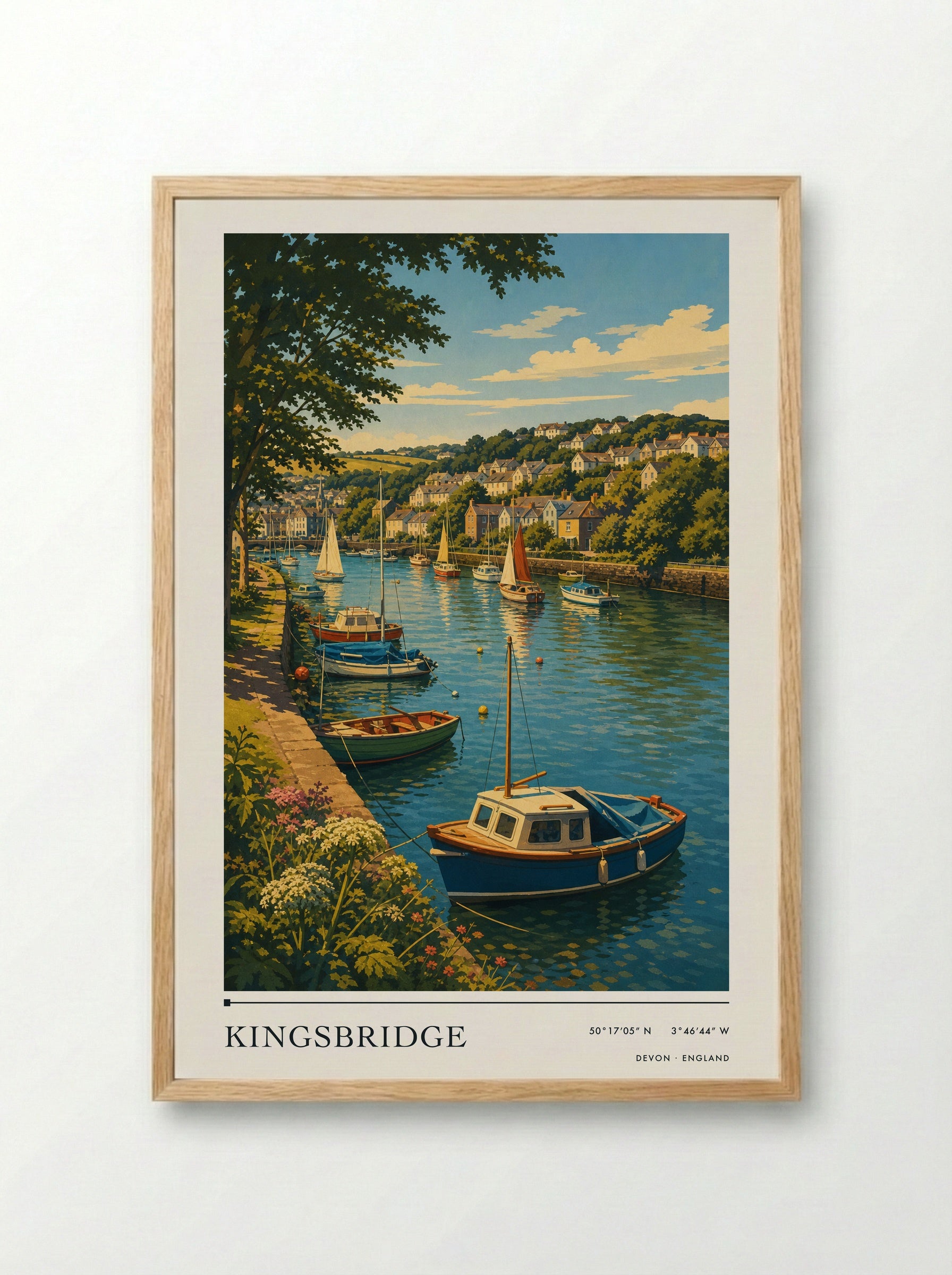 Kingsbridge Devon England Travel Poster - Framed Print Wood