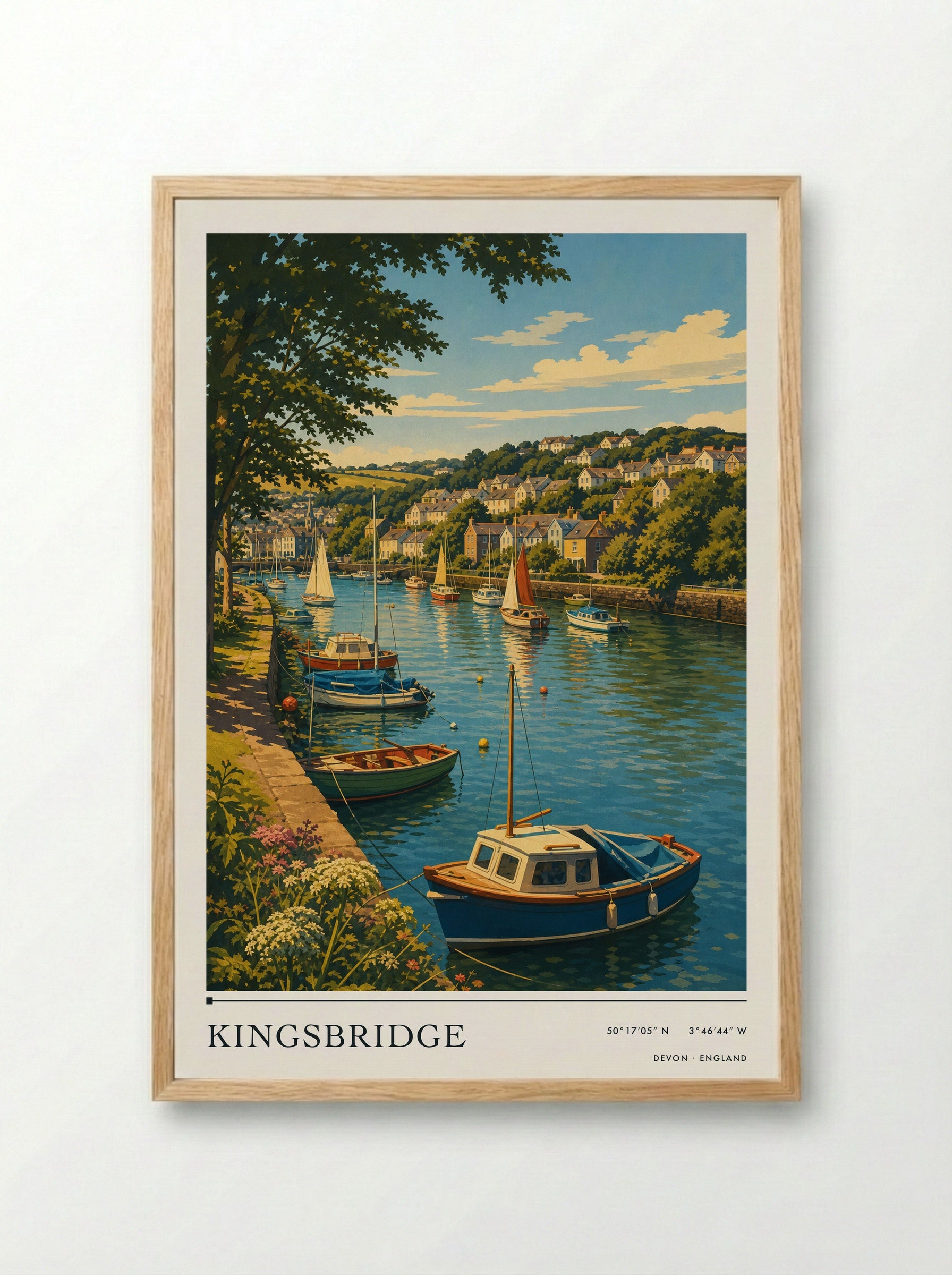 Kingsbridge Devon England Travel Poster - Framed Print Wood