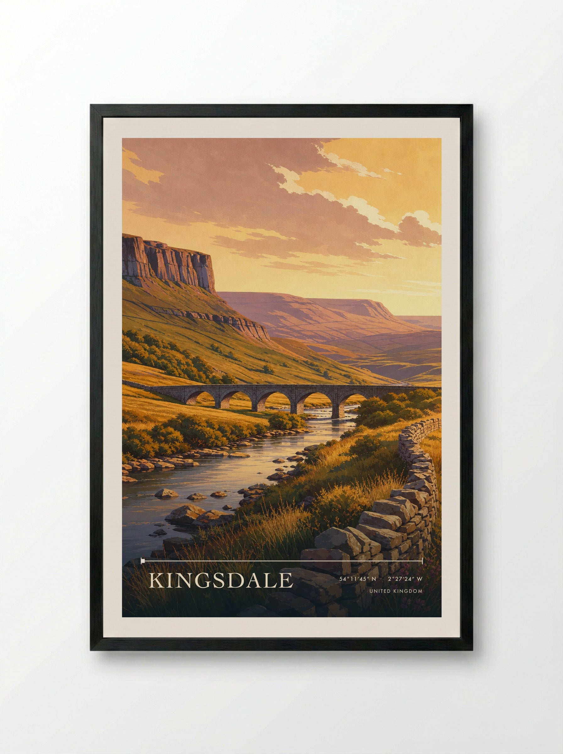Kingsdale United Kingdom Travel Poster - Framed Print Black