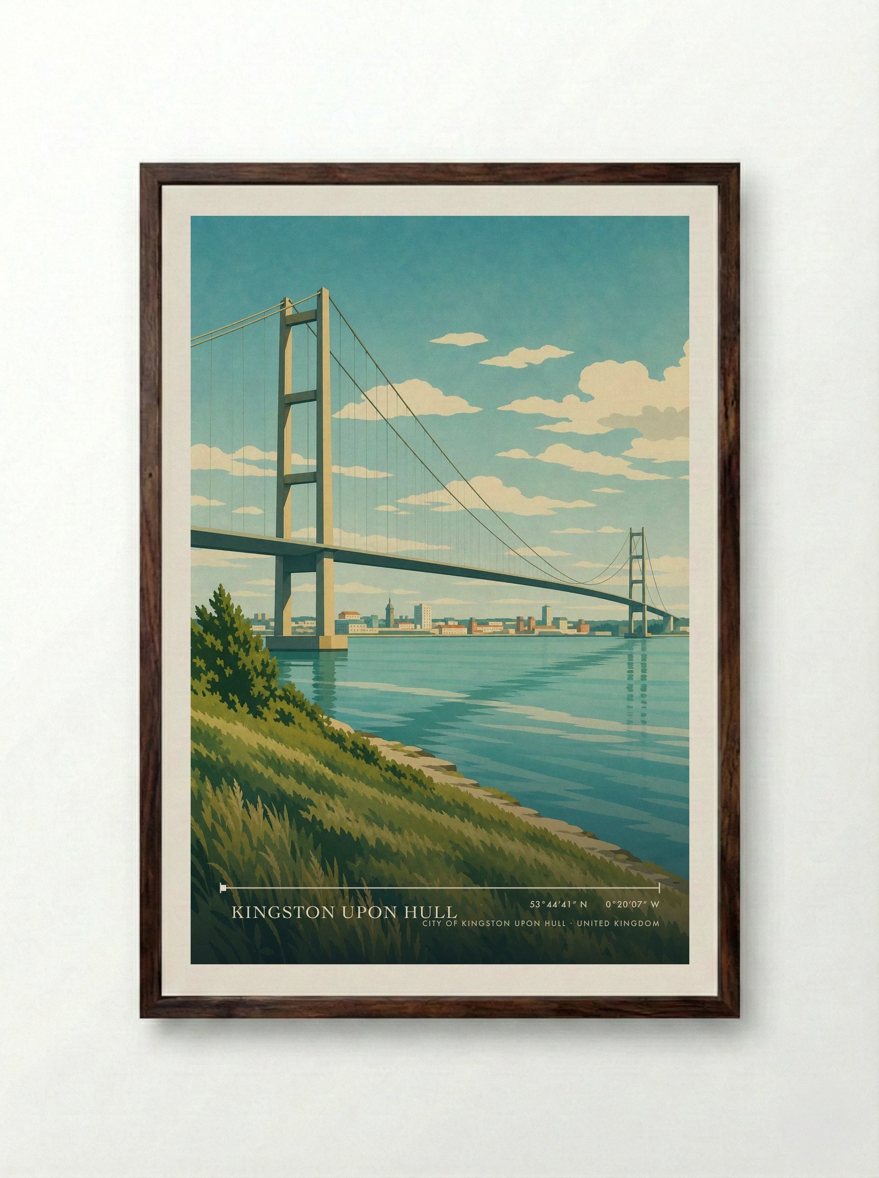Kingston upon Hull City of Kingston upon Hull United Kingdom Travel Poster - Framed Print Dark Wood
